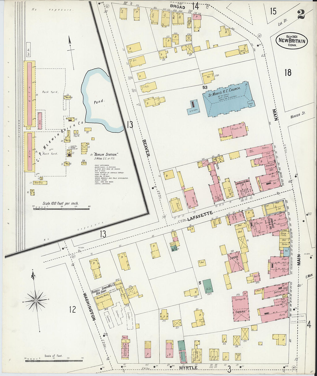 This old map of New Britain, Hartford County, Connecticut was created by Sanborn Map Company in 1901