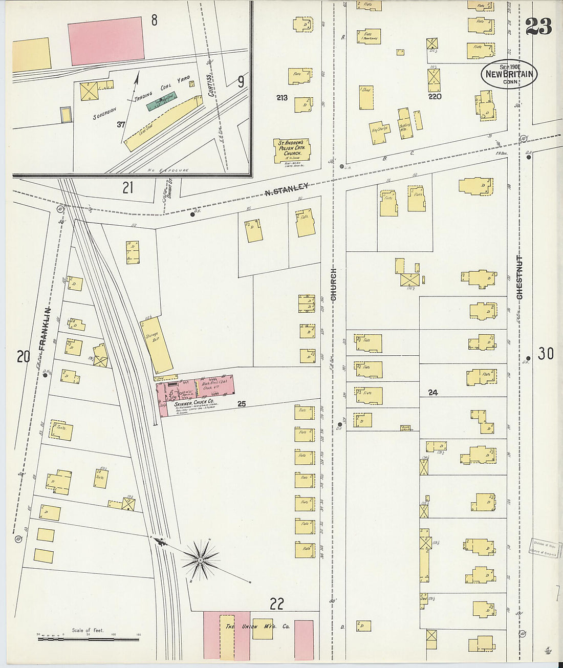 This old map of New Britain, Hartford County, Connecticut was created by Sanborn Map Company in 1901