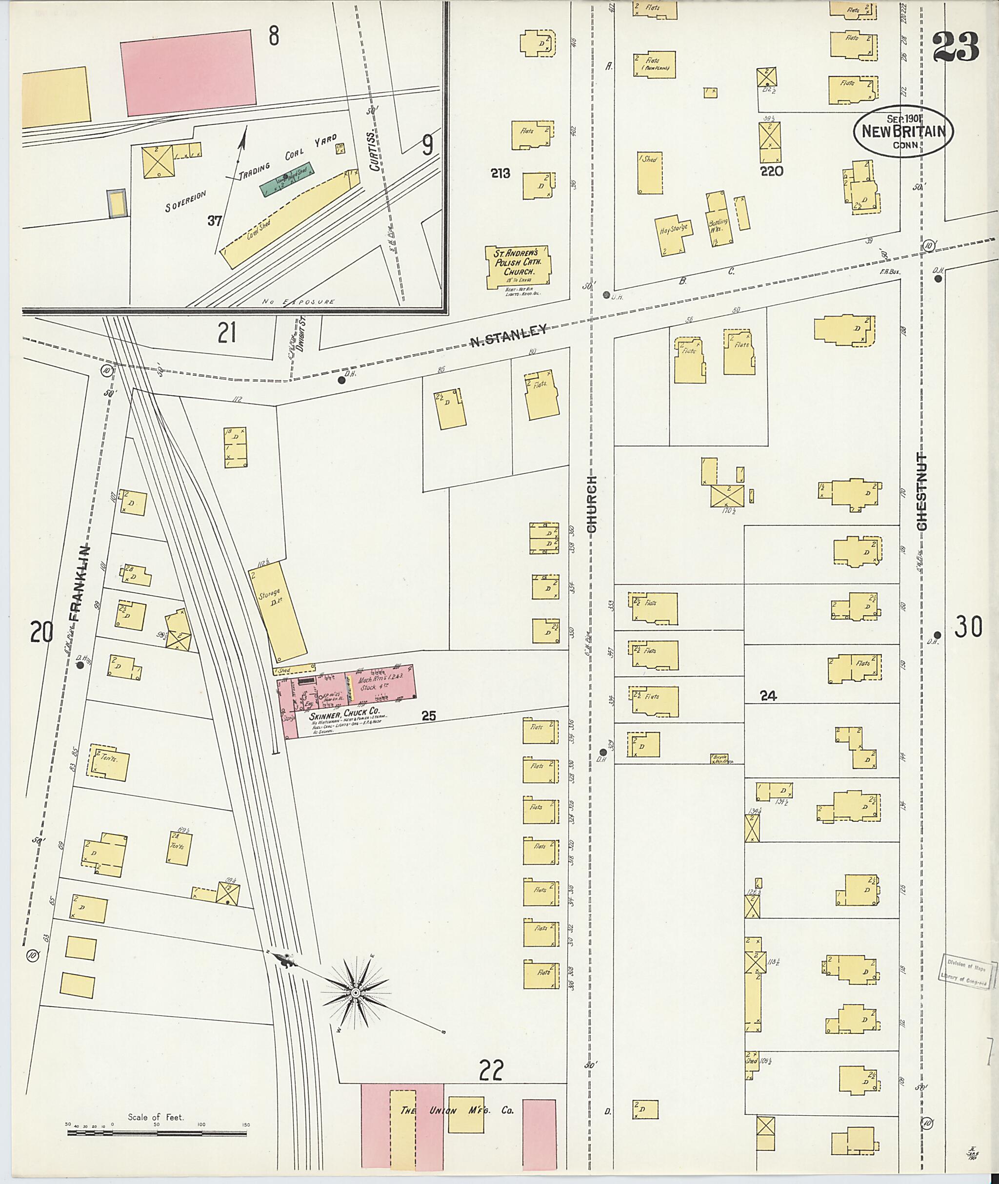 This old map of New Britain, Hartford County, Connecticut was created by Sanborn Map Company in 1901