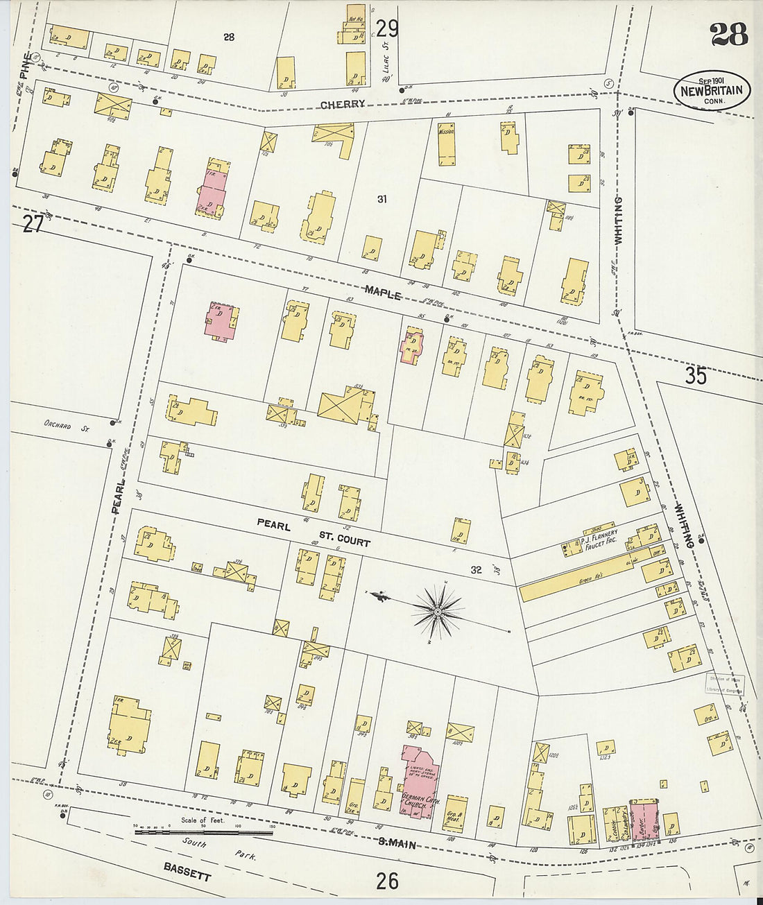 This old map of New Britain, Hartford County, Connecticut was created by Sanborn Map Company in 1901