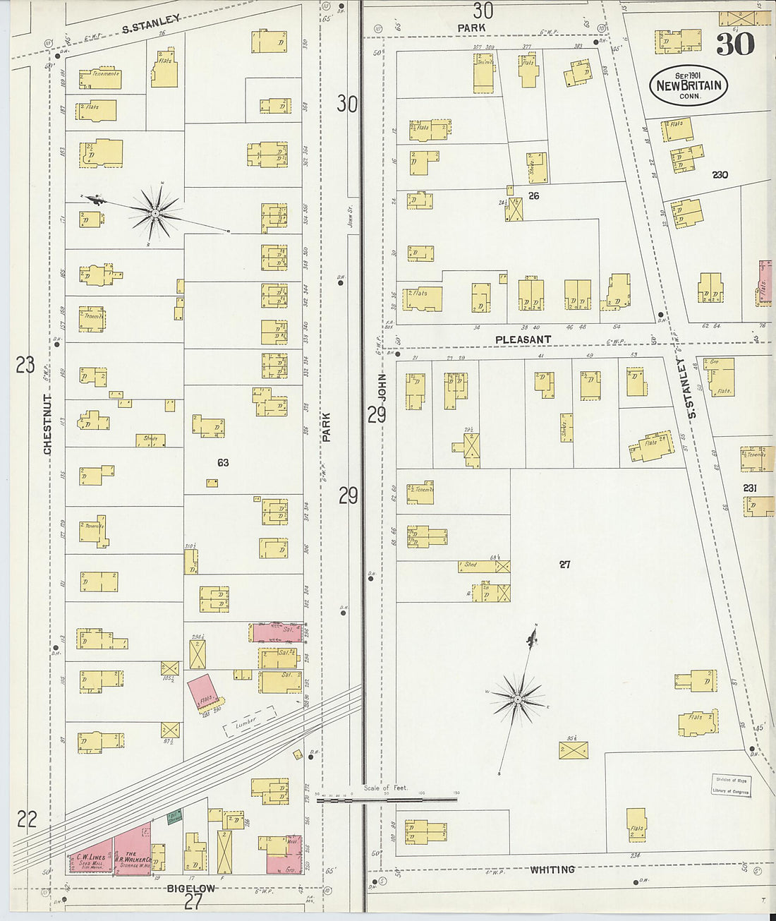 This old map of New Britain, Hartford County, Connecticut was created by Sanborn Map Company in 1901
