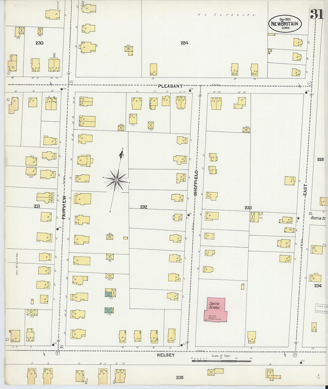 This old map of New Britain, Hartford County, Connecticut was created by Sanborn Map Company in 1901