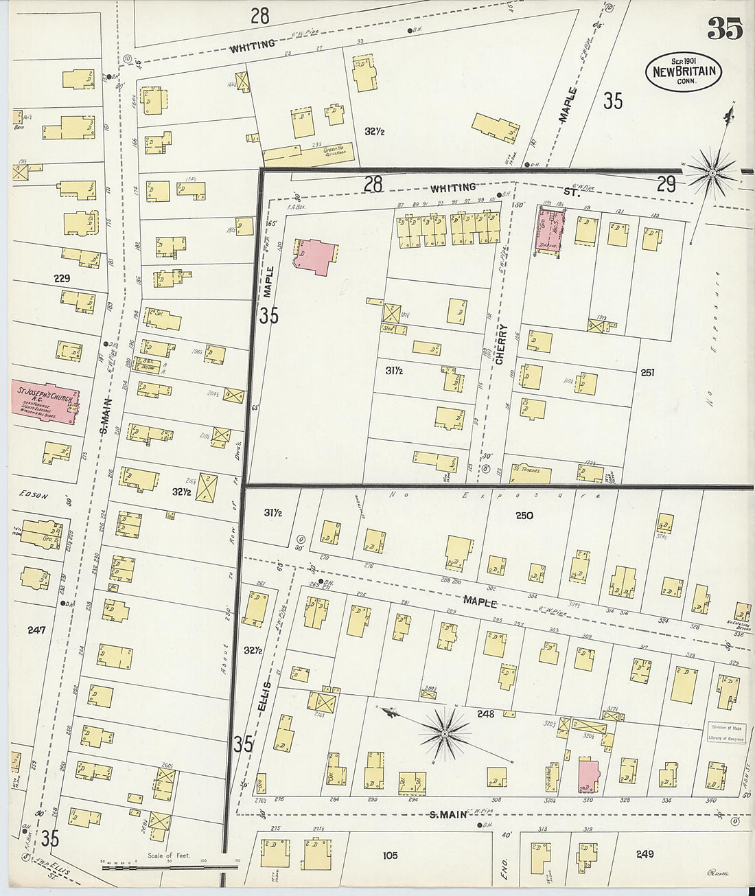 This old map of New Britain, Hartford County, Connecticut was created by Sanborn Map Company in 1901