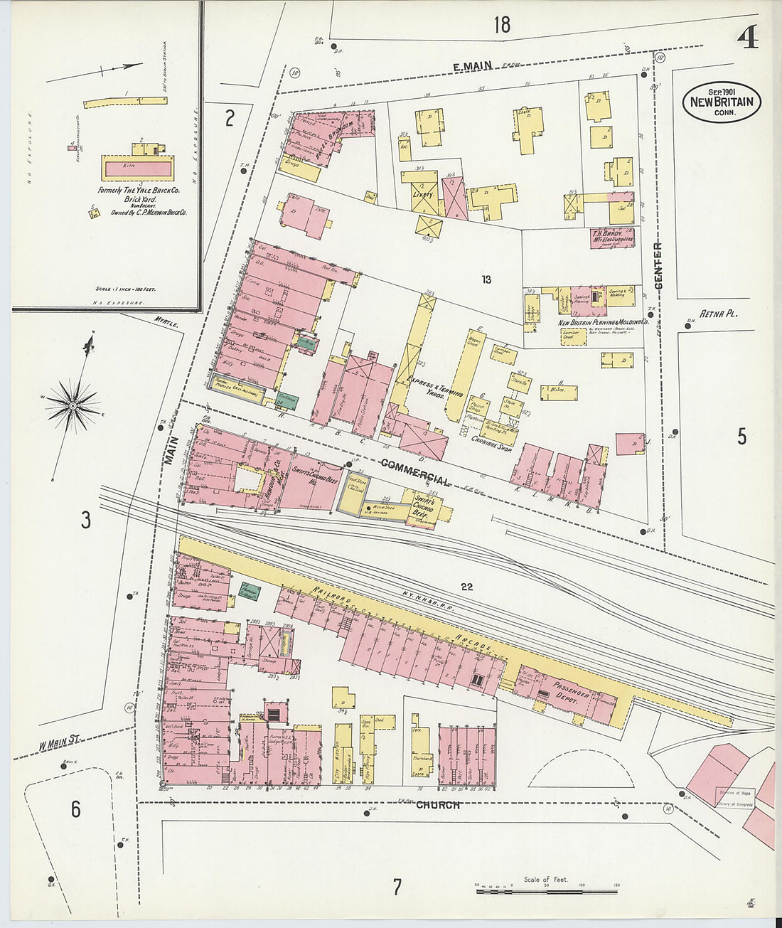 This old map of New Britain, Hartford County, Connecticut was created by Sanborn Map Company in 1901