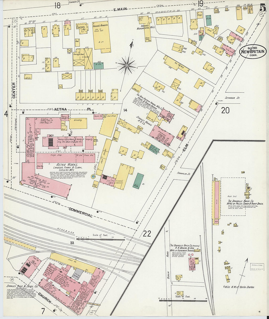 This old map of New Britain, Hartford County, Connecticut was created by Sanborn Map Company in 1901