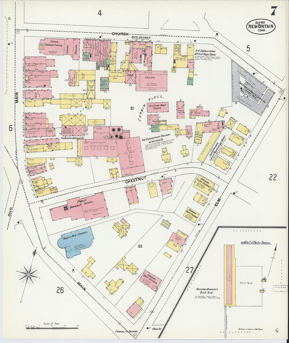 This old map of New Britain, Hartford County, Connecticut was created by Sanborn Map Company in 1901