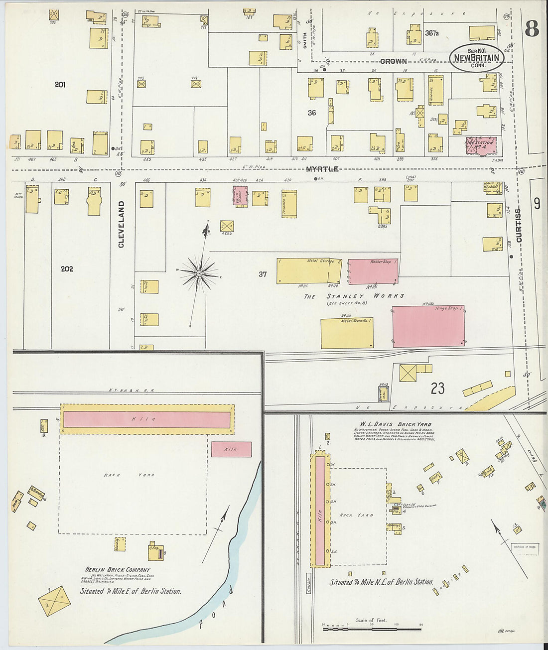 This old map of New Britain, Hartford County, Connecticut was created by Sanborn Map Company in 1901