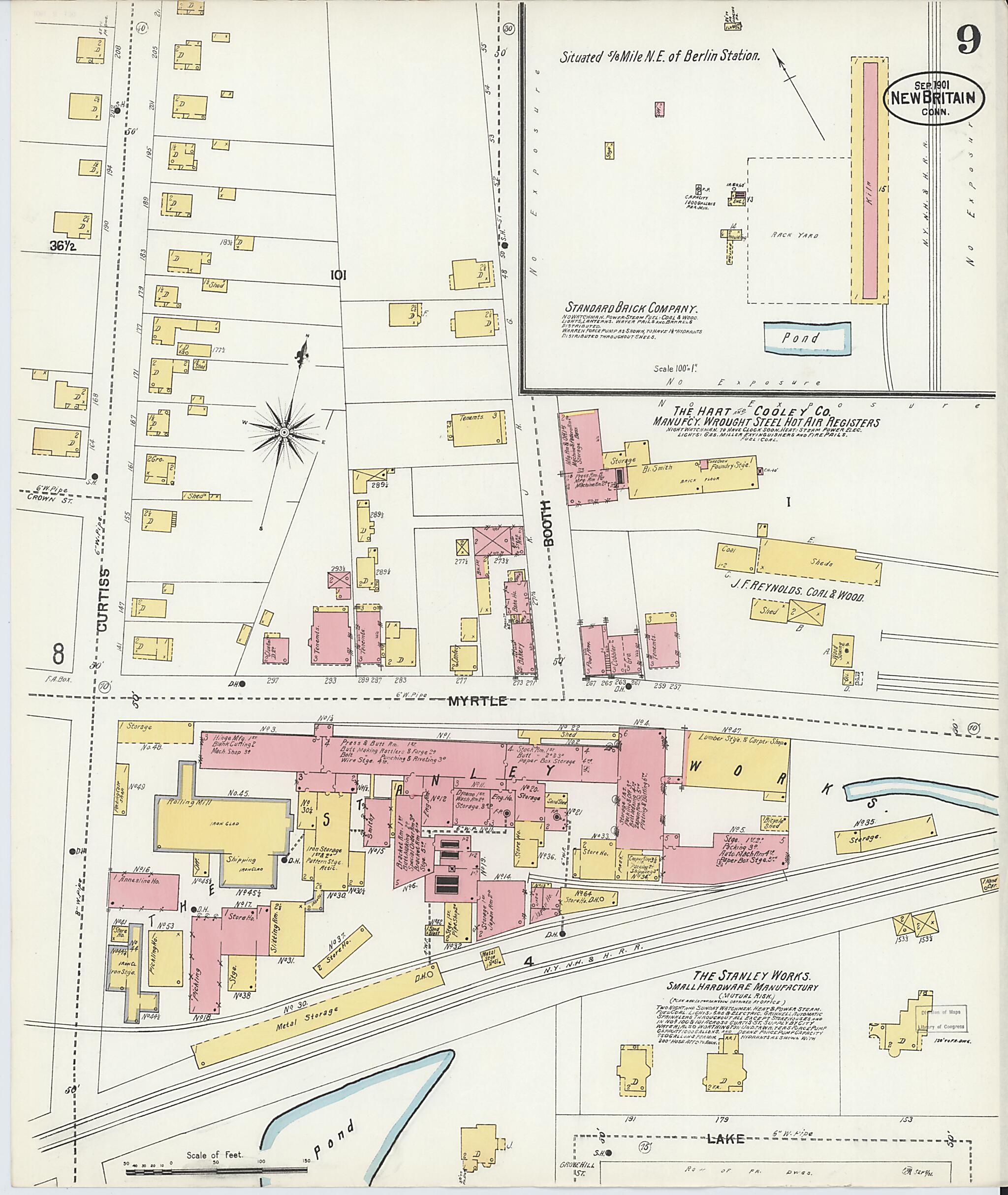 This old map of New Britain, Hartford County, Connecticut was created by Sanborn Map Company in 1901