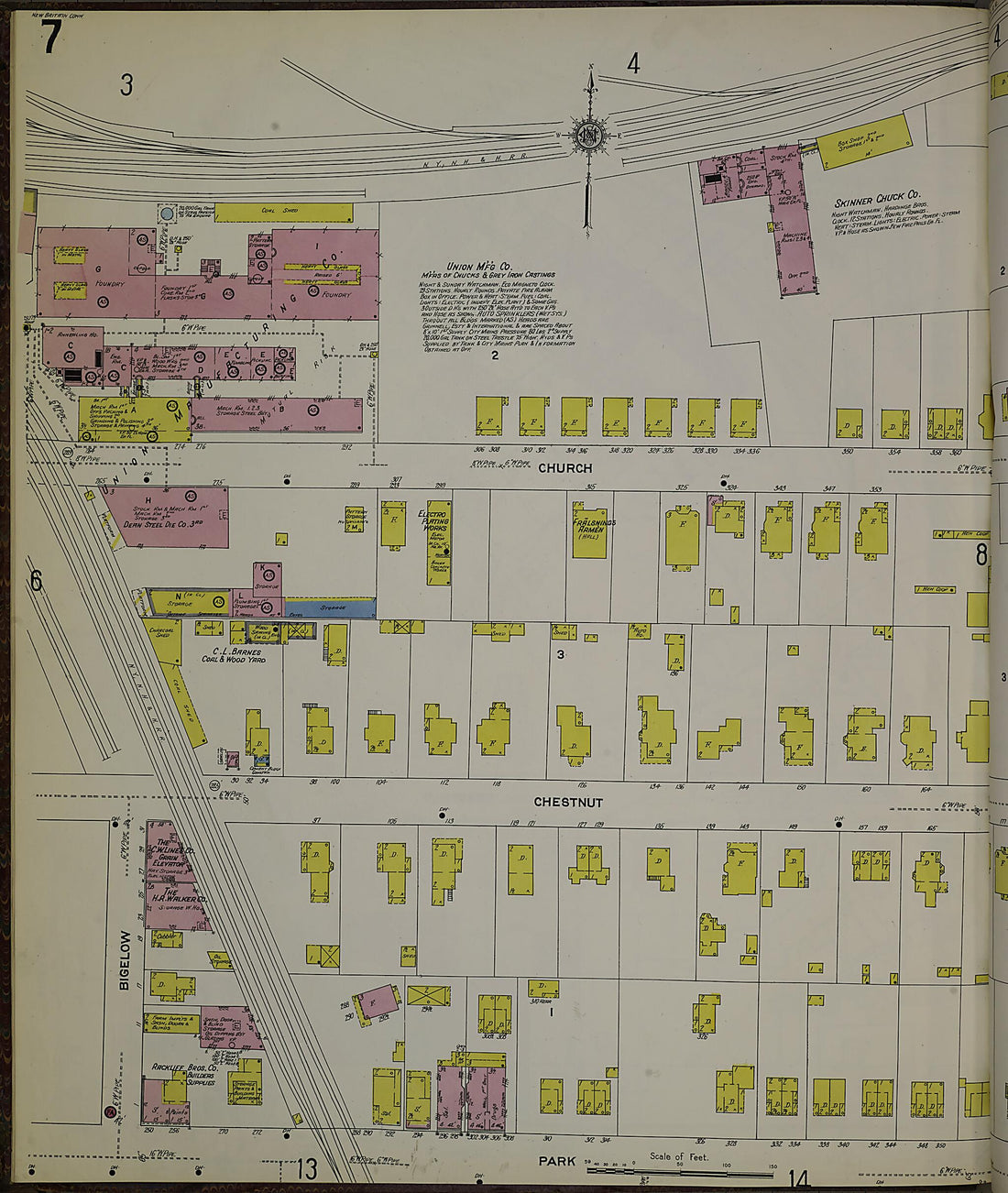 This old map of New Britain, Hartford County, Connecticut was created by Sanborn Map Company in 1909