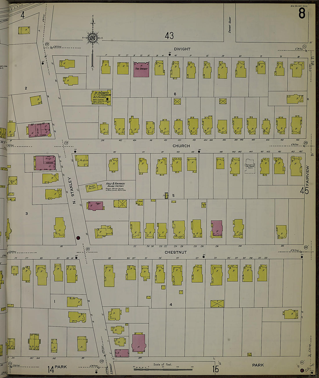 This old map of New Britain, Hartford County, Connecticut was created by Sanborn Map Company in 1909
