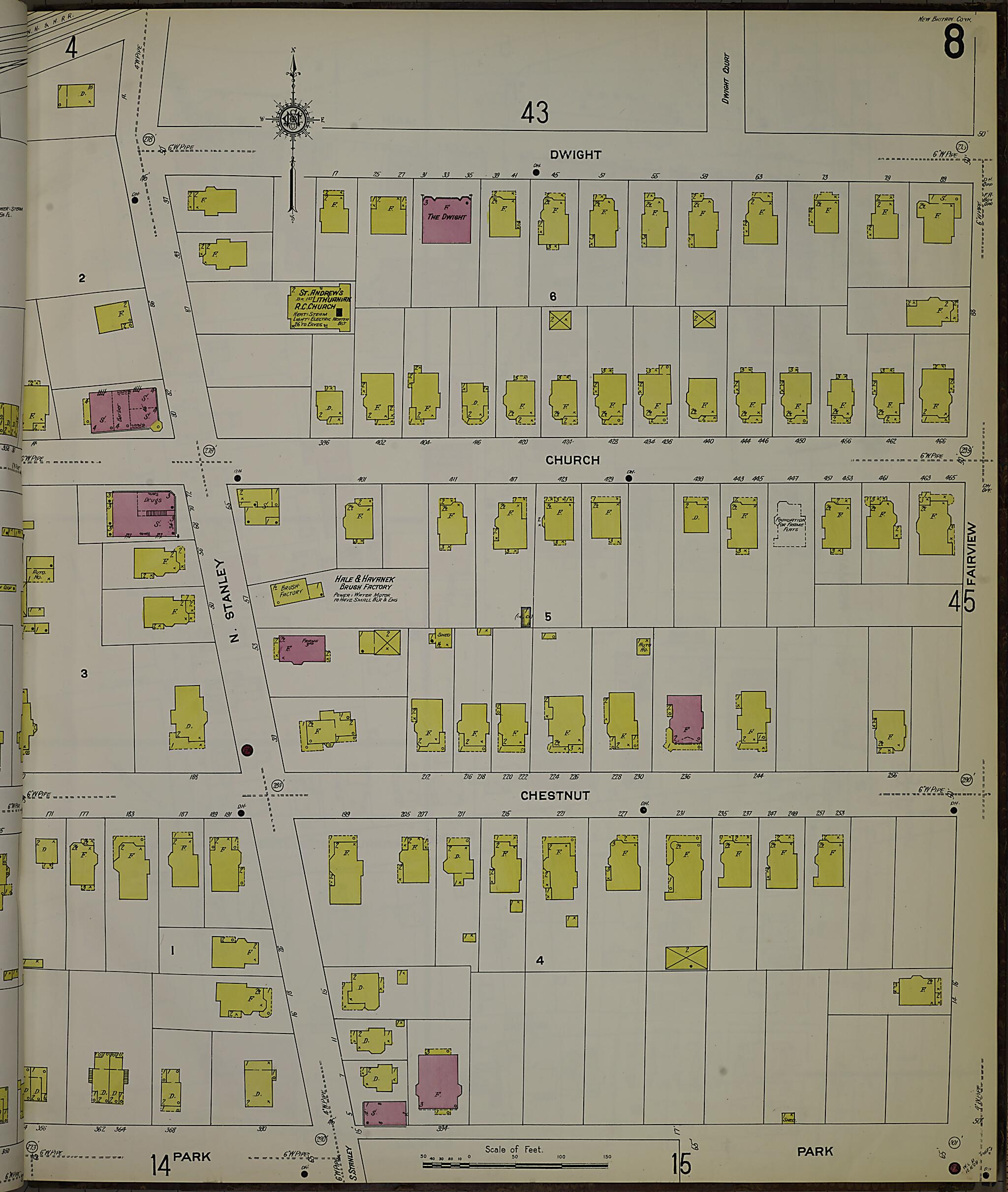 This old map of New Britain, Hartford County, Connecticut was created by Sanborn Map Company in 1909