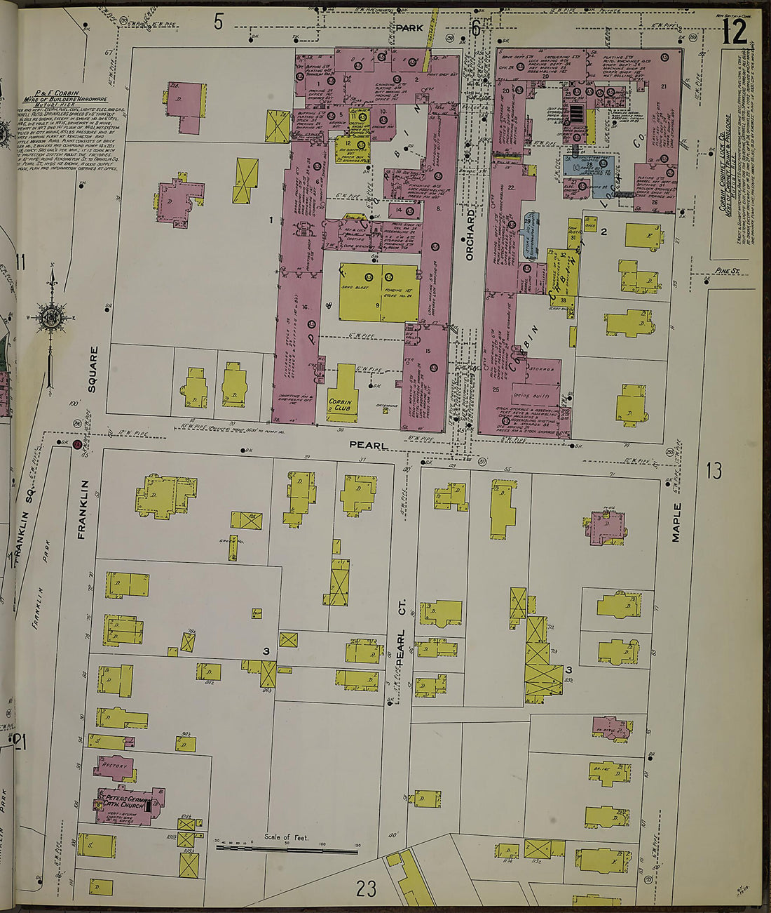 This old map of New Britain, Hartford County, Connecticut was created by Sanborn Map Company in 1909