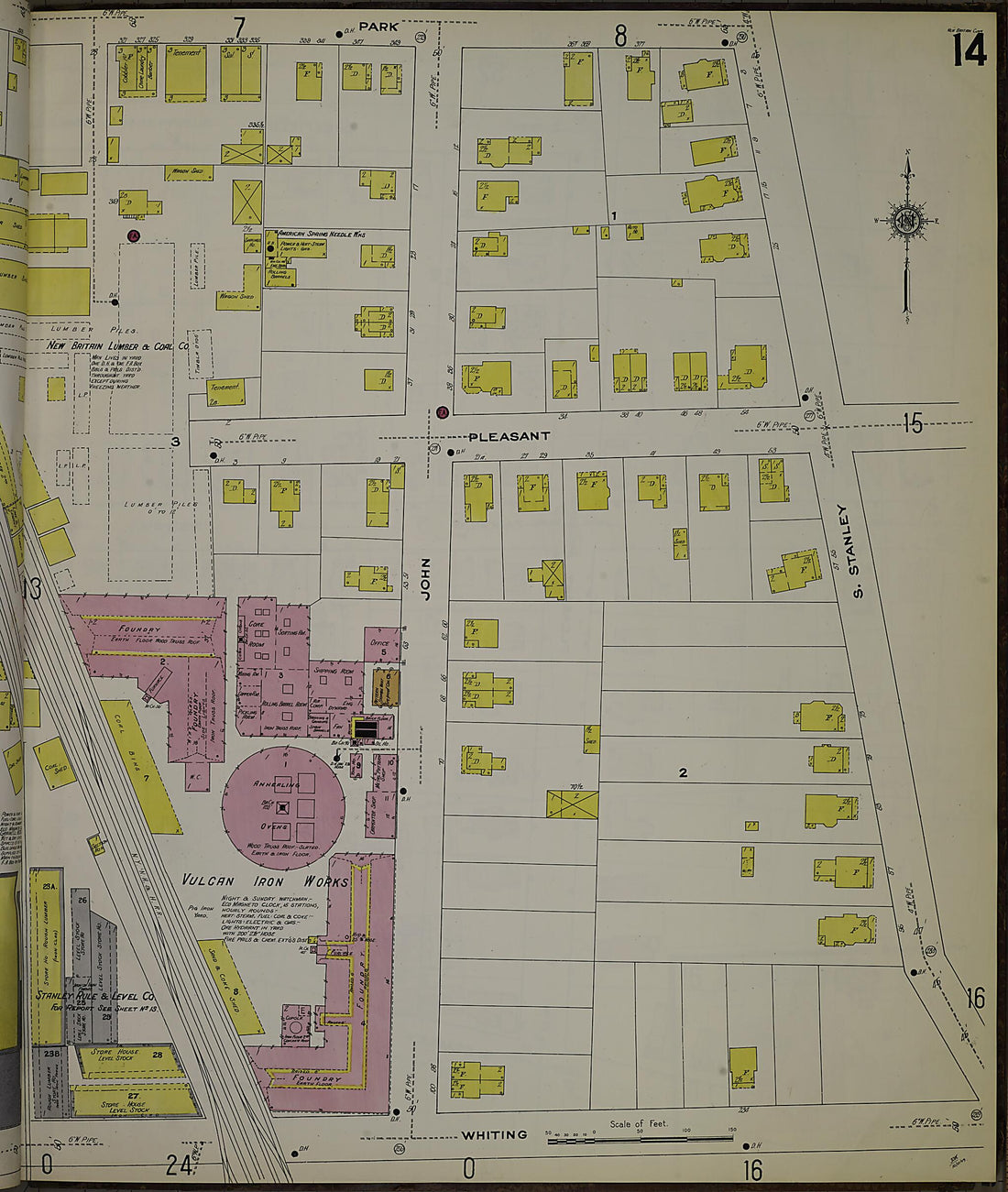 This old map of New Britain, Hartford County, Connecticut was created by Sanborn Map Company in 1909