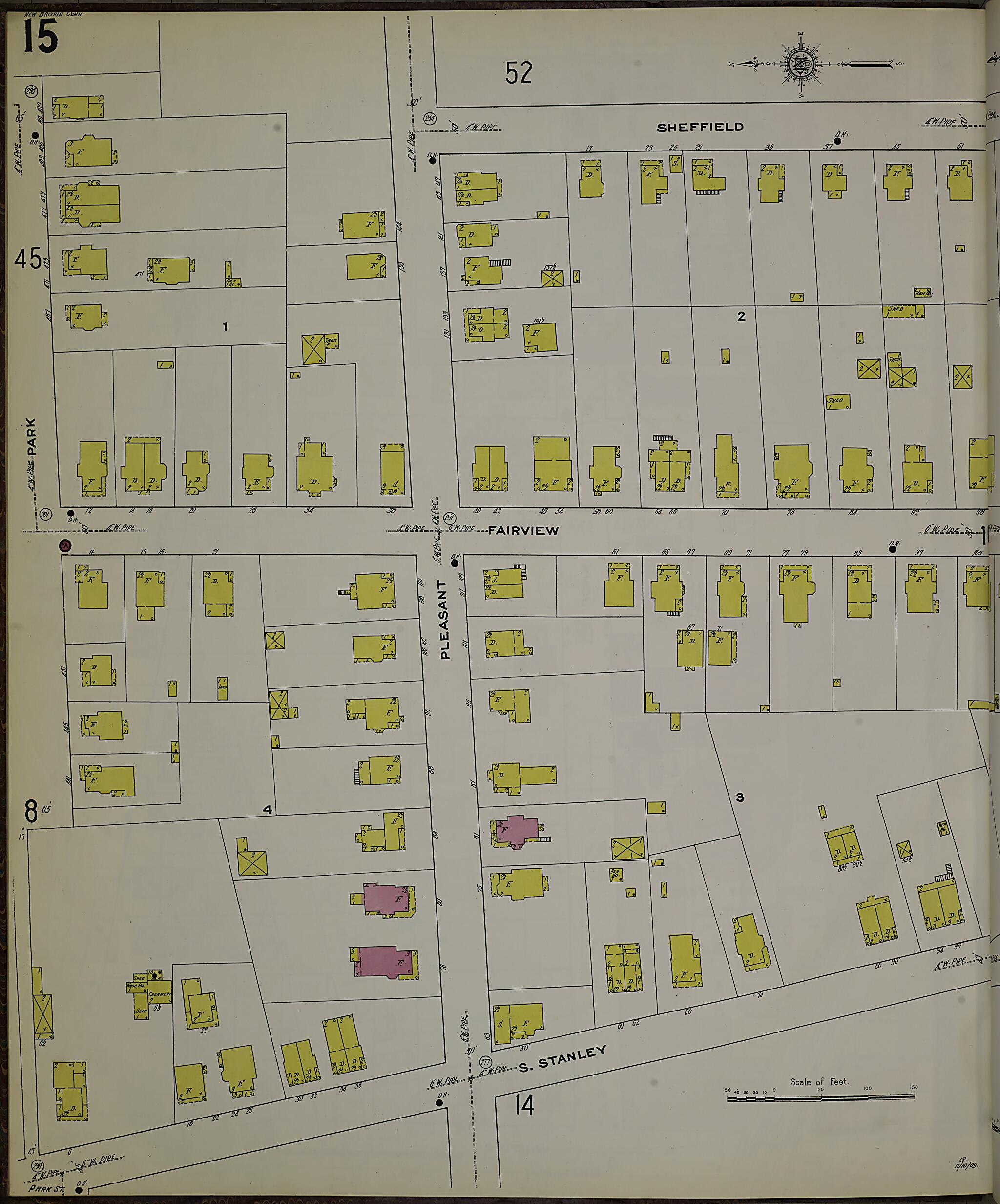 This old map of New Britain, Hartford County, Connecticut was created by Sanborn Map Company in 1909