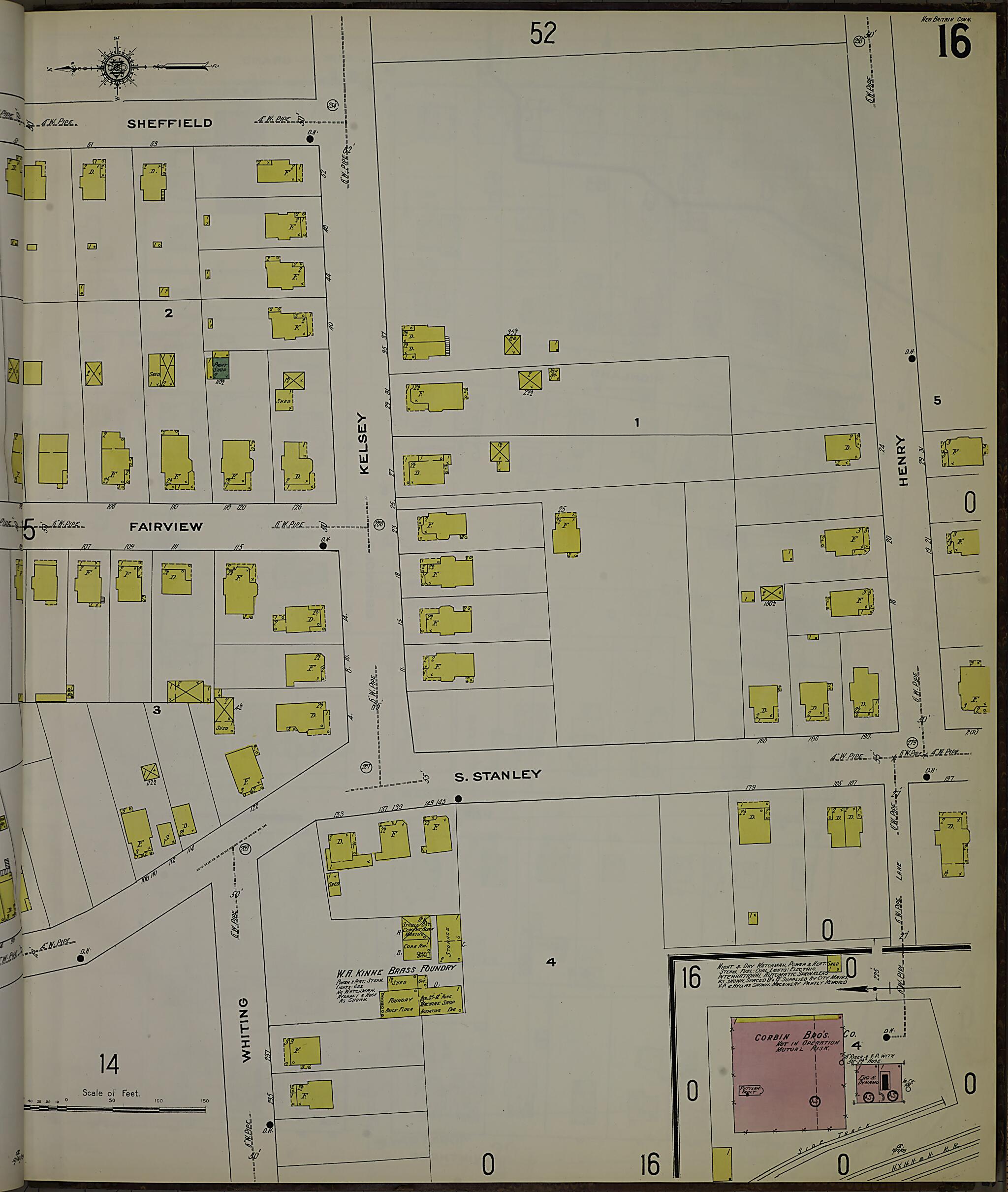 This old map of New Britain, Hartford County, Connecticut was created by Sanborn Map Company in 1909