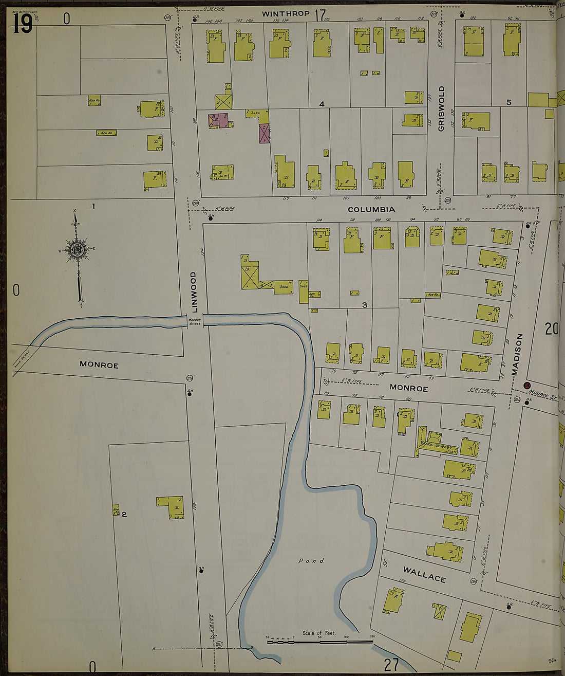 This old map of New Britain, Hartford County, Connecticut was created by Sanborn Map Company in 1909