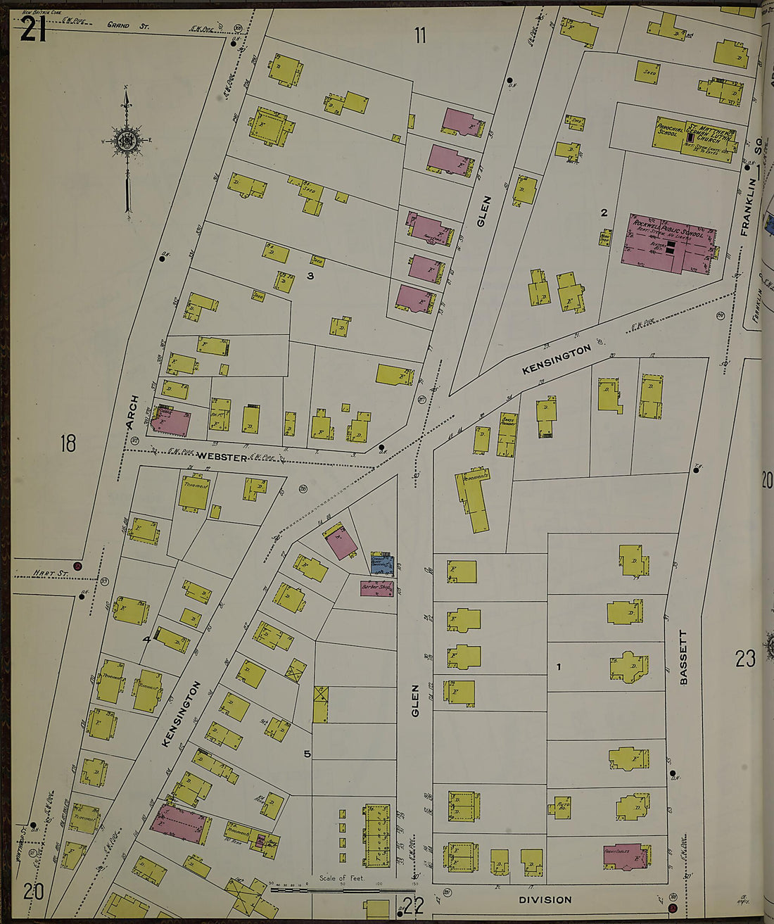 This old map of New Britain, Hartford County, Connecticut was created by Sanborn Map Company in 1909