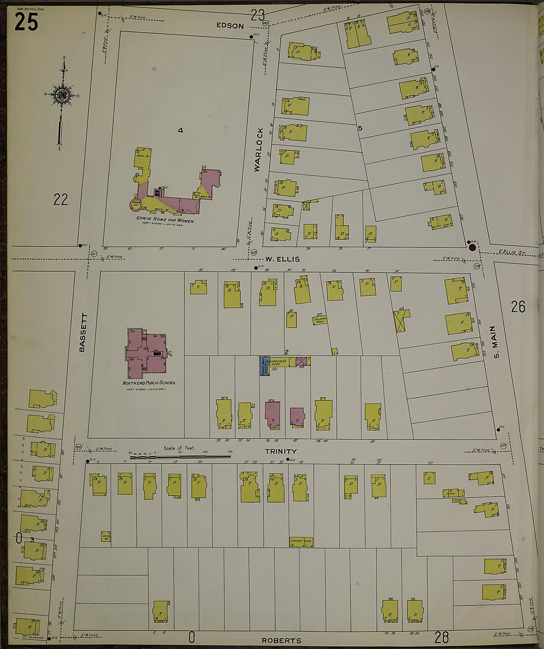 This old map of New Britain, Hartford County, Connecticut was created by Sanborn Map Company in 1909