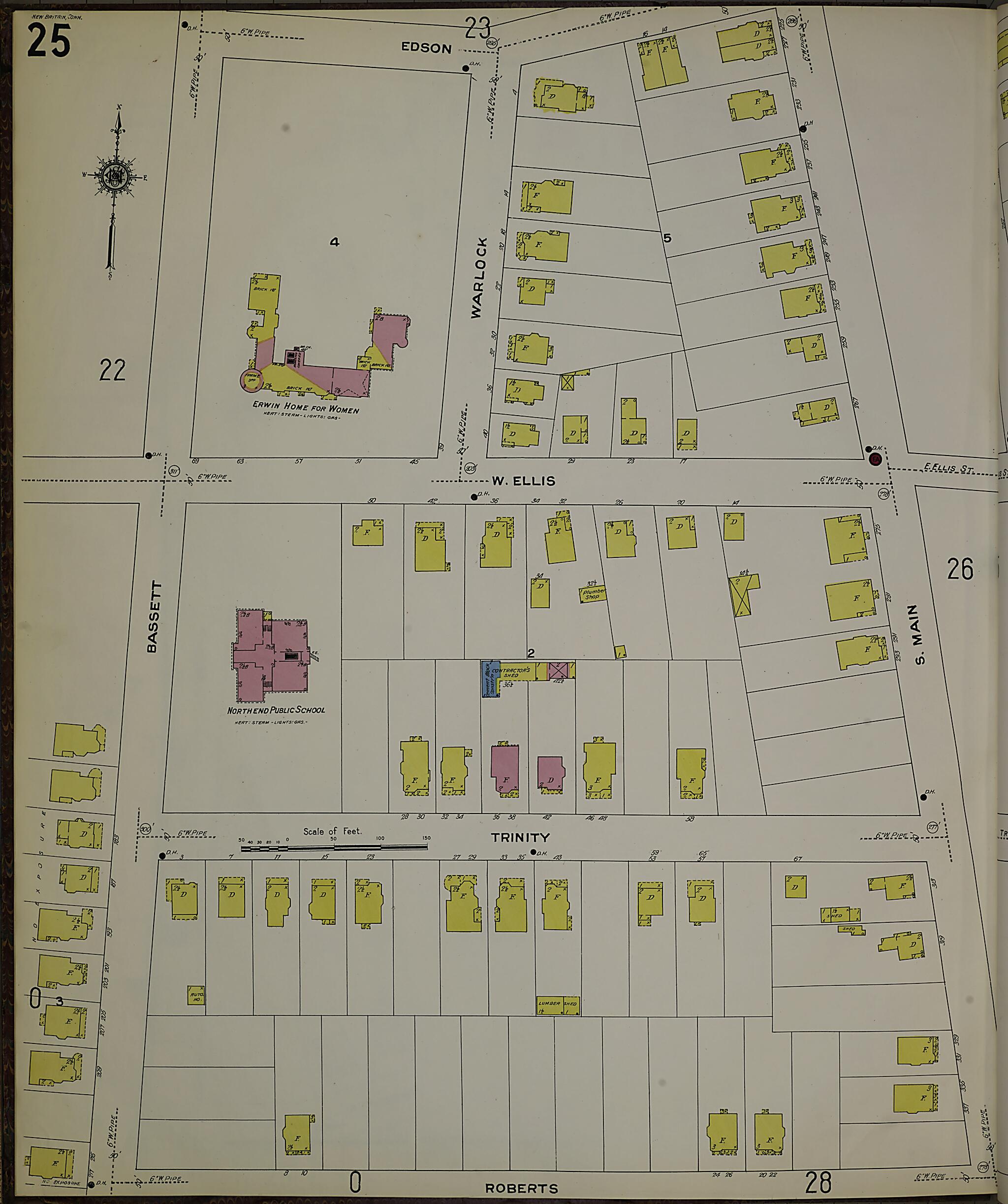 This old map of New Britain, Hartford County, Connecticut was created by Sanborn Map Company in 1909