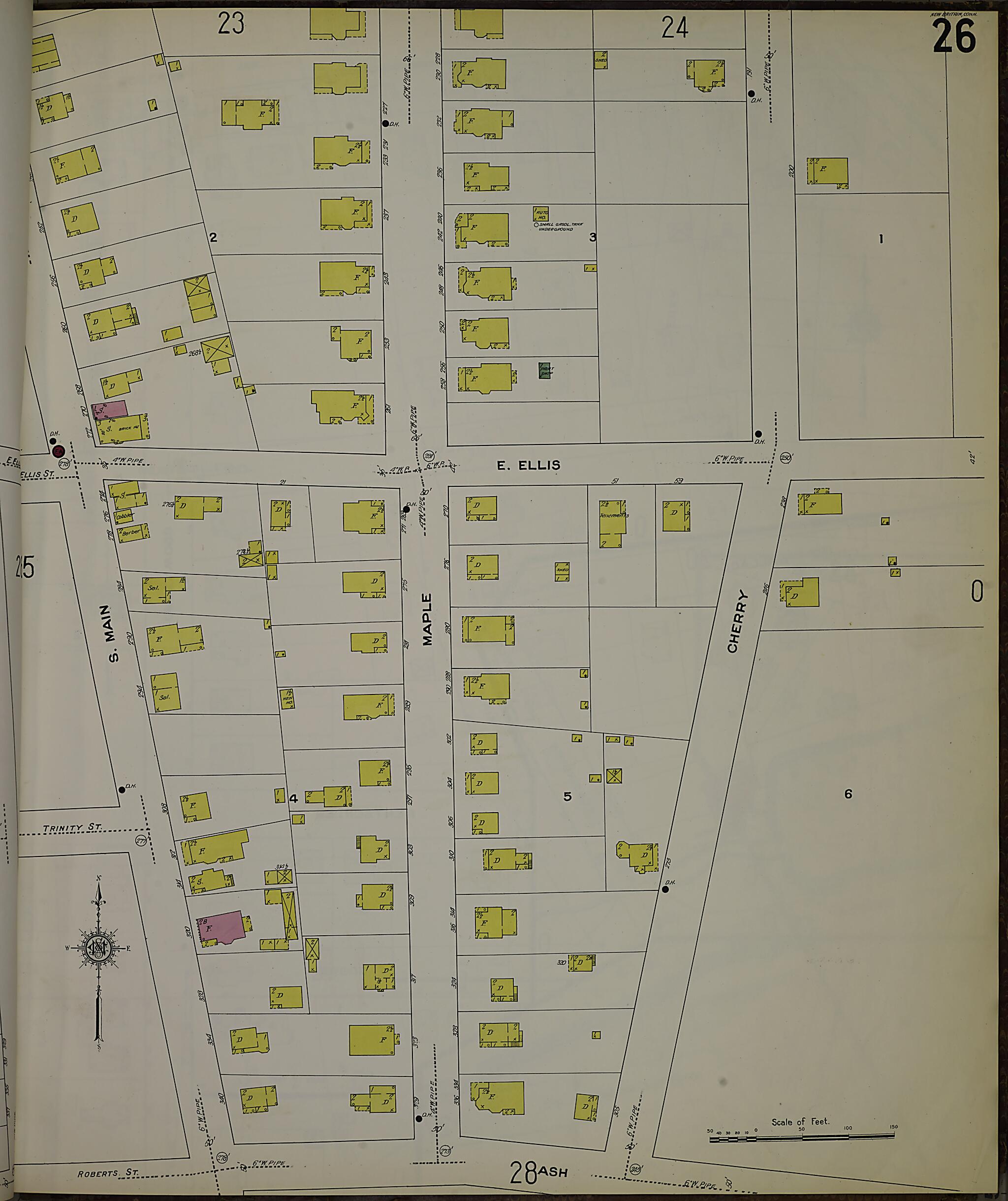 This old map of New Britain, Hartford County, Connecticut was created by Sanborn Map Company in 1909