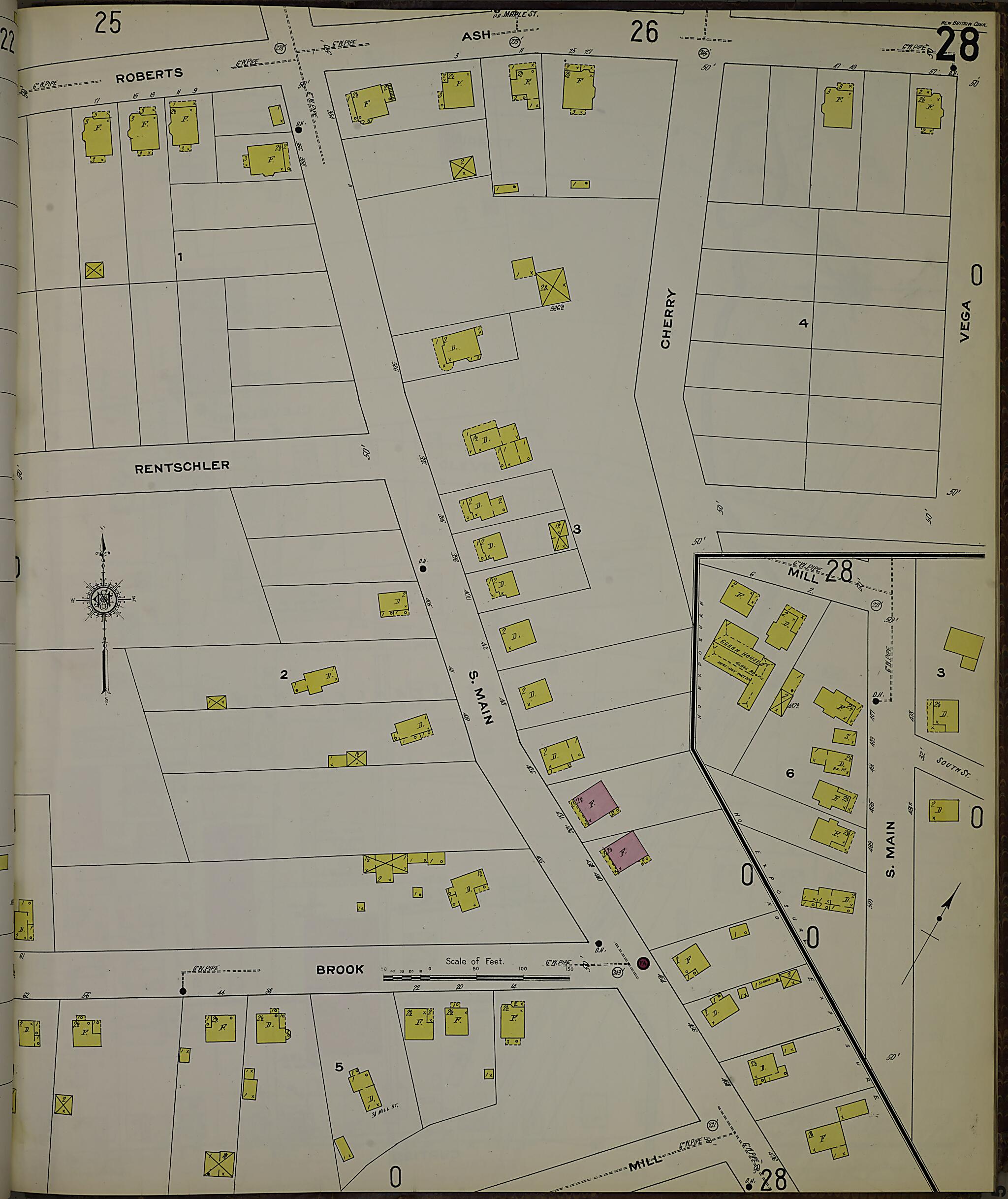 This old map of New Britain, Hartford County, Connecticut was created by Sanborn Map Company in 1909
