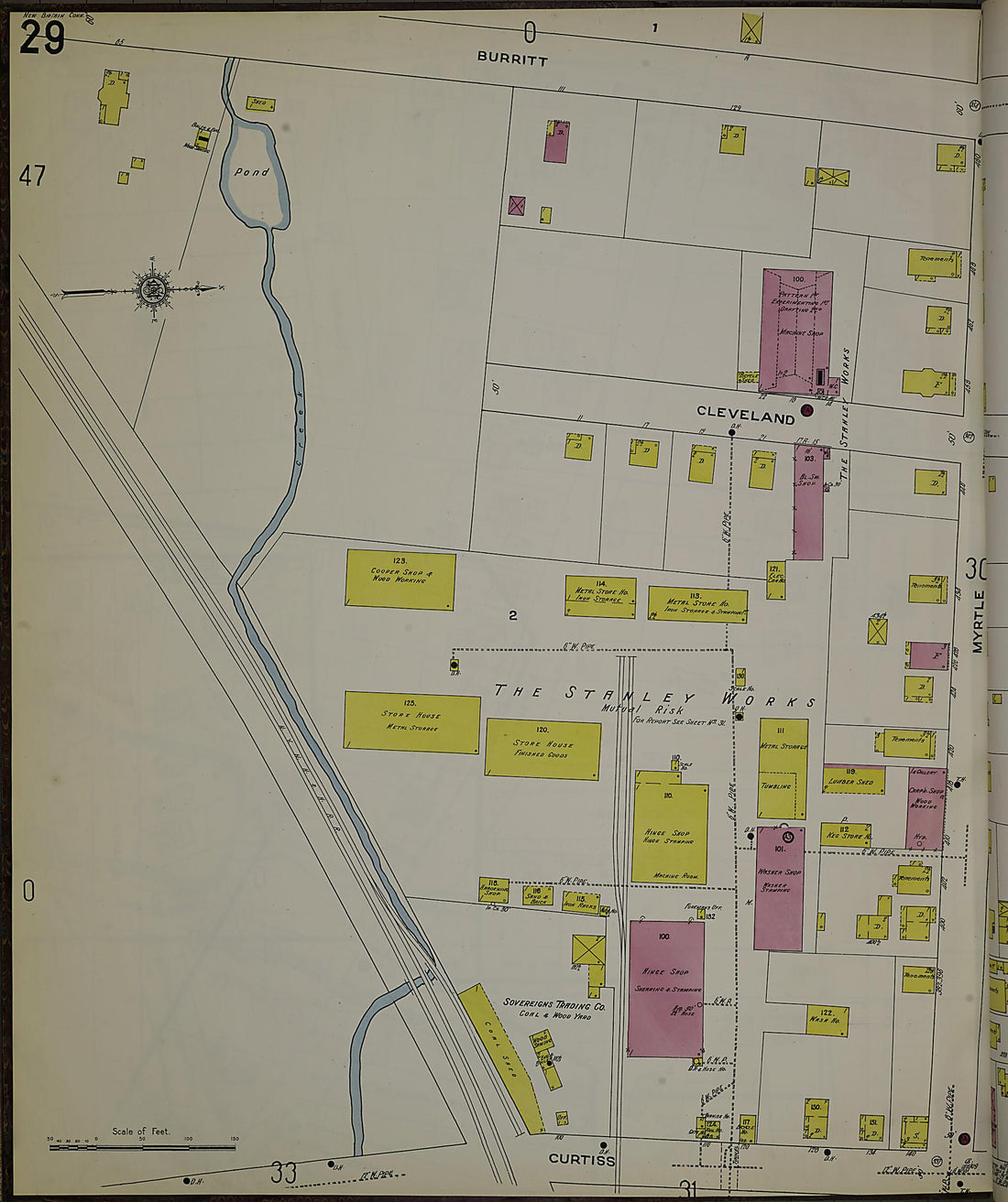 This old map of New Britain, Hartford County, Connecticut was created by Sanborn Map Company in 1909