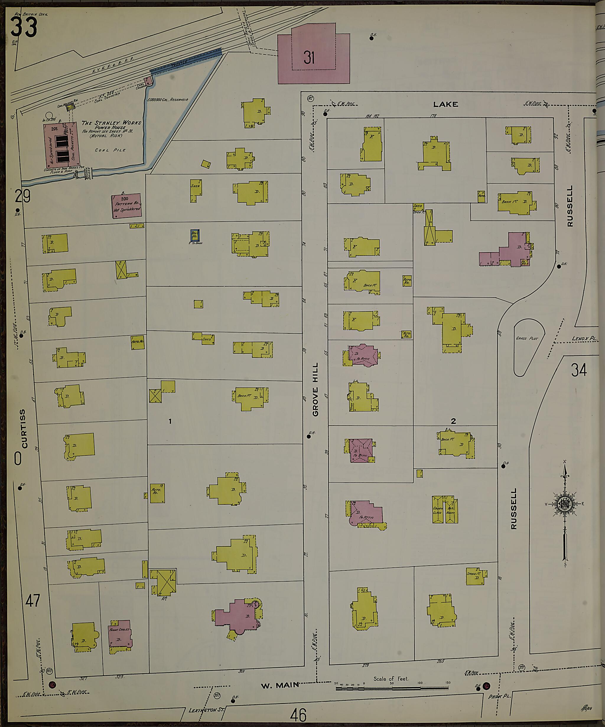 This old map of New Britain, Hartford County, Connecticut was created by Sanborn Map Company in 1909