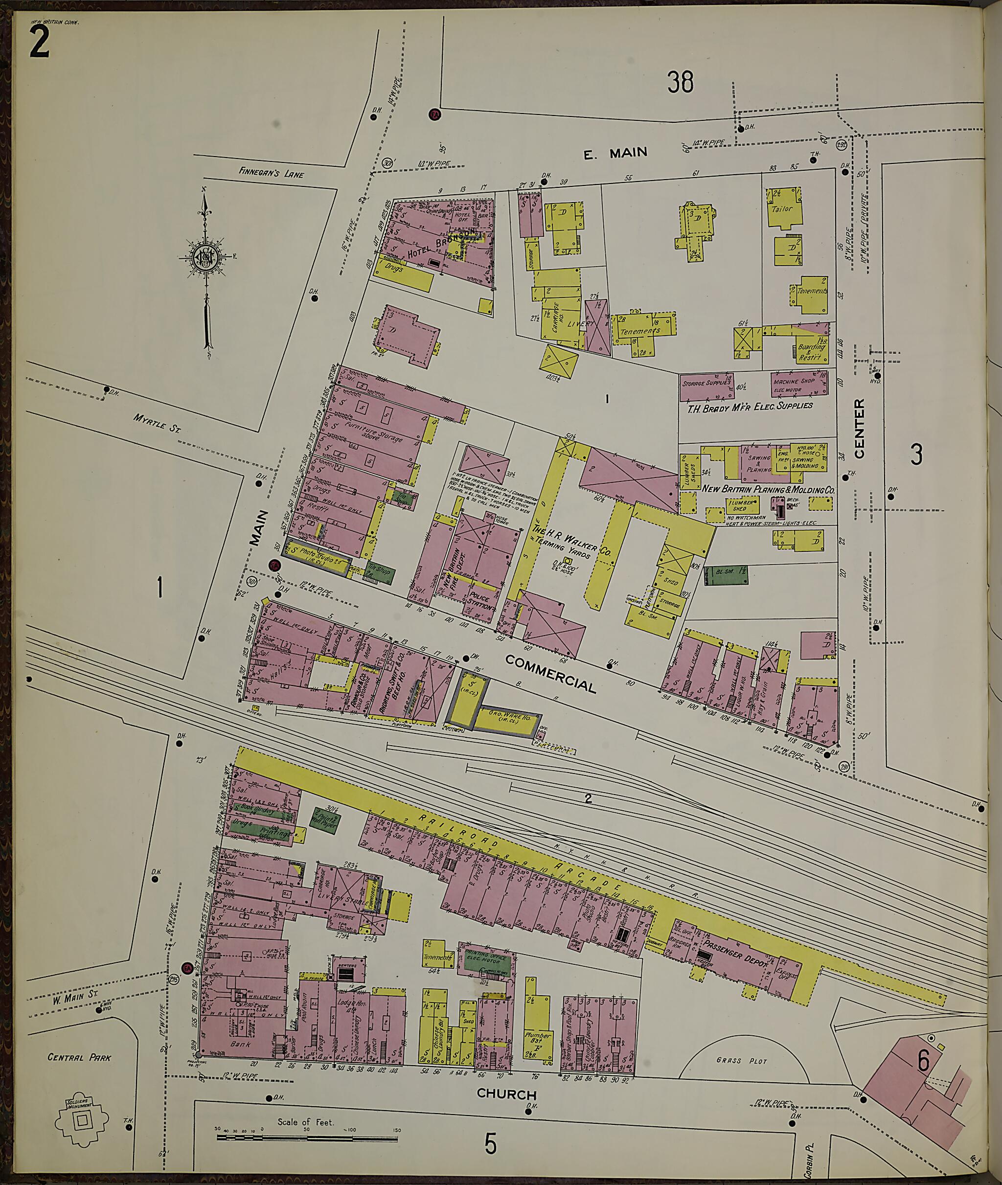 This old map of New Britain, Hartford County, Connecticut was created by Sanborn Map Company in 1909