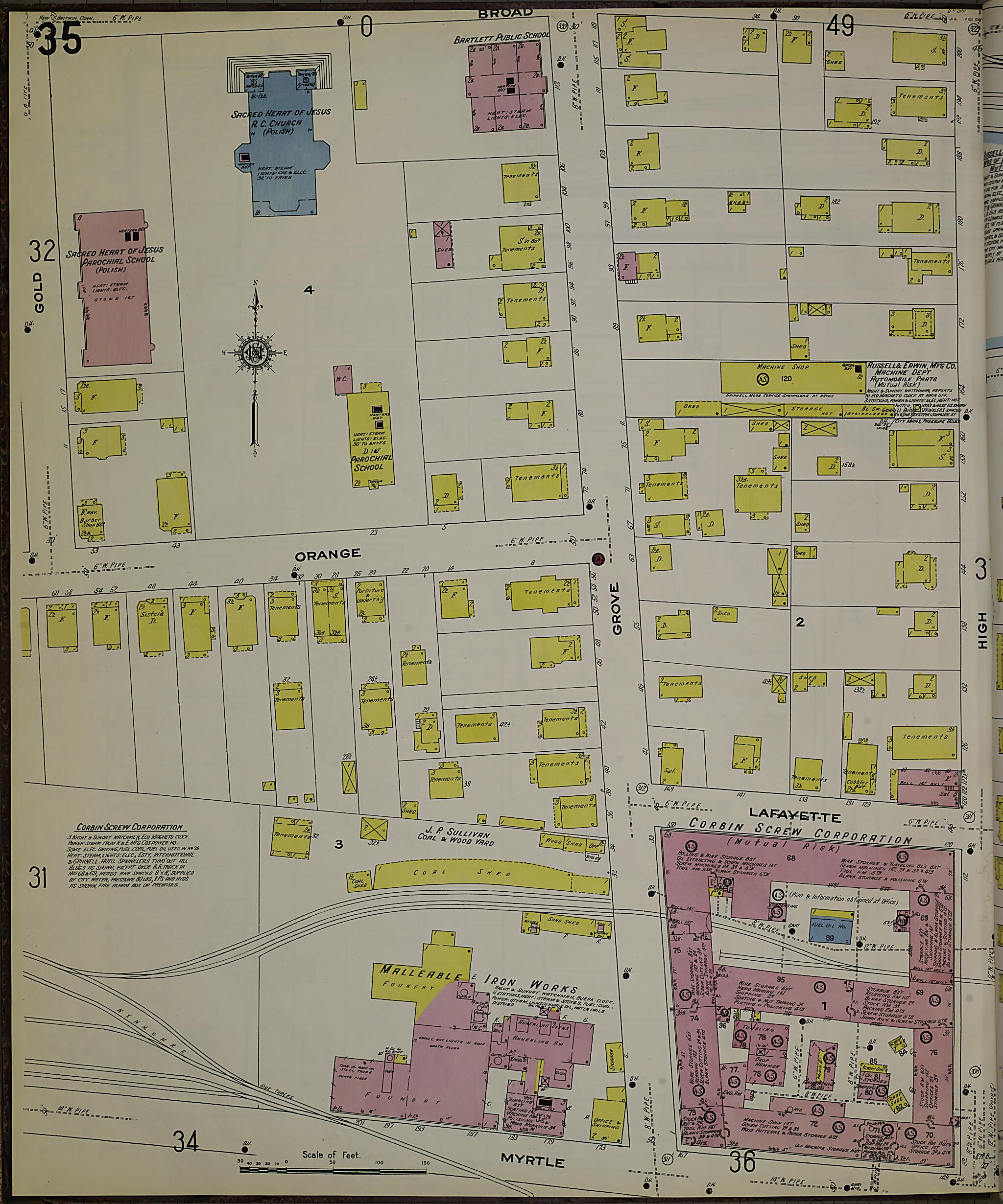 This old map of New Britain, Hartford County, Connecticut was created by Sanborn Map Company in 1909