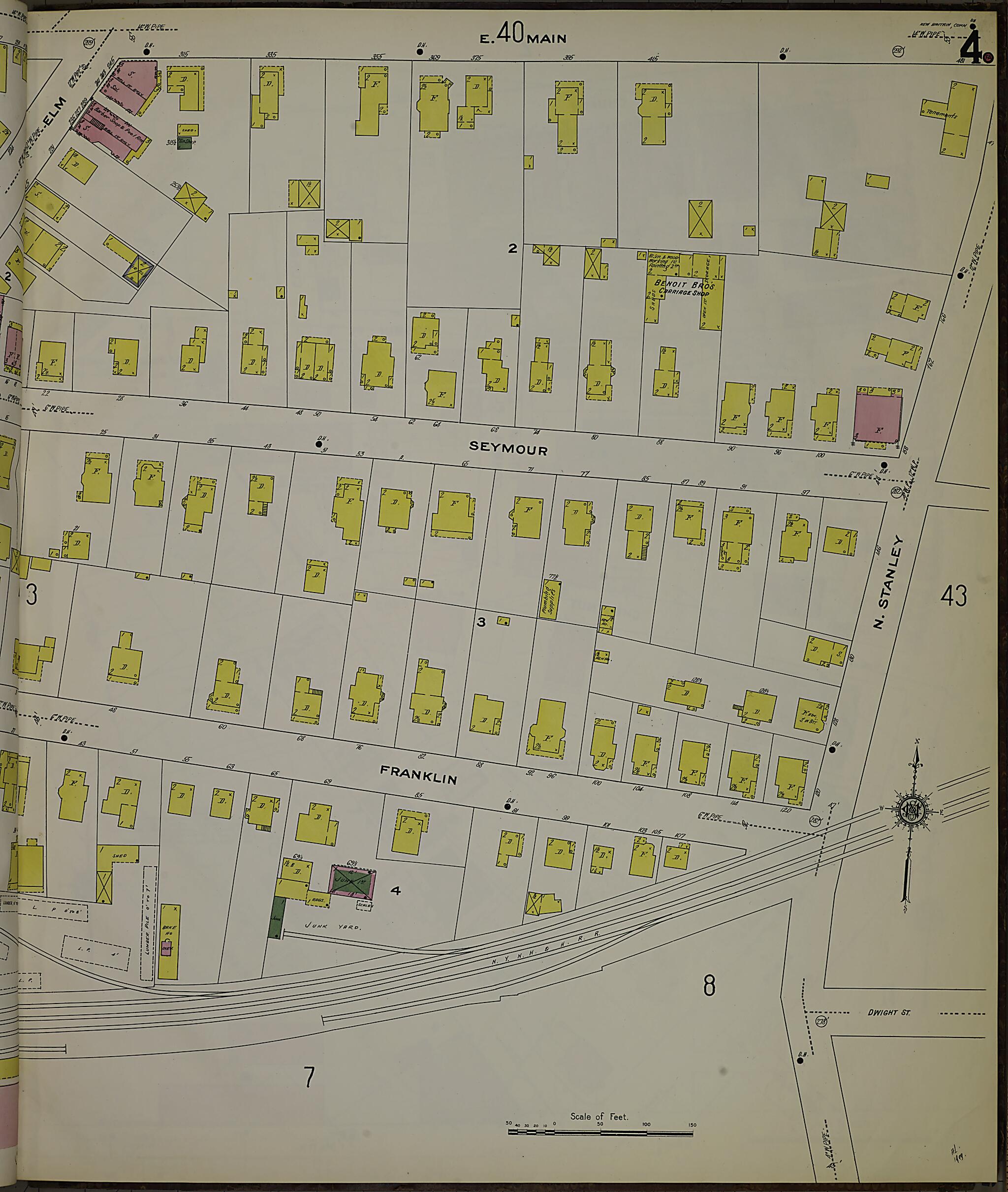 This old map of New Britain, Hartford County, Connecticut was created by Sanborn Map Company in 1909