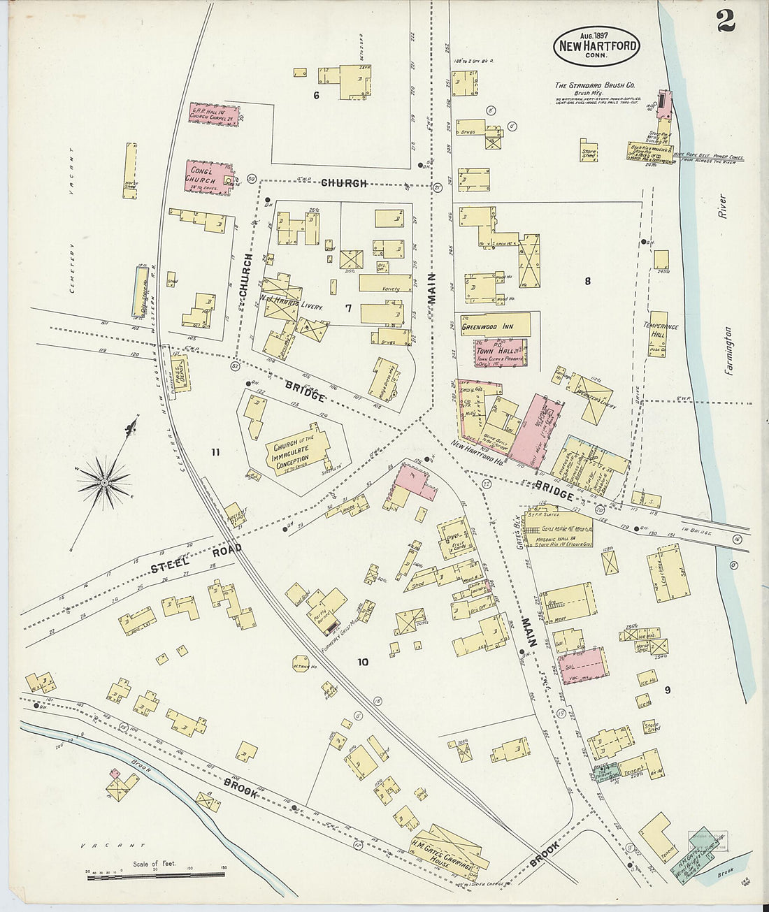 This old map of New Hartford, Litchfield County, Connecticut was created by Sanborn Map Company in 1897