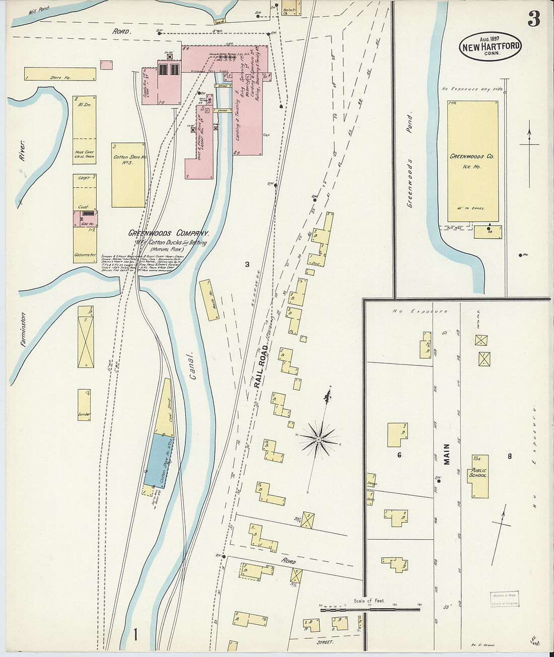This old map of New Hartford, Litchfield County, Connecticut was created by Sanborn Map Company in 1897