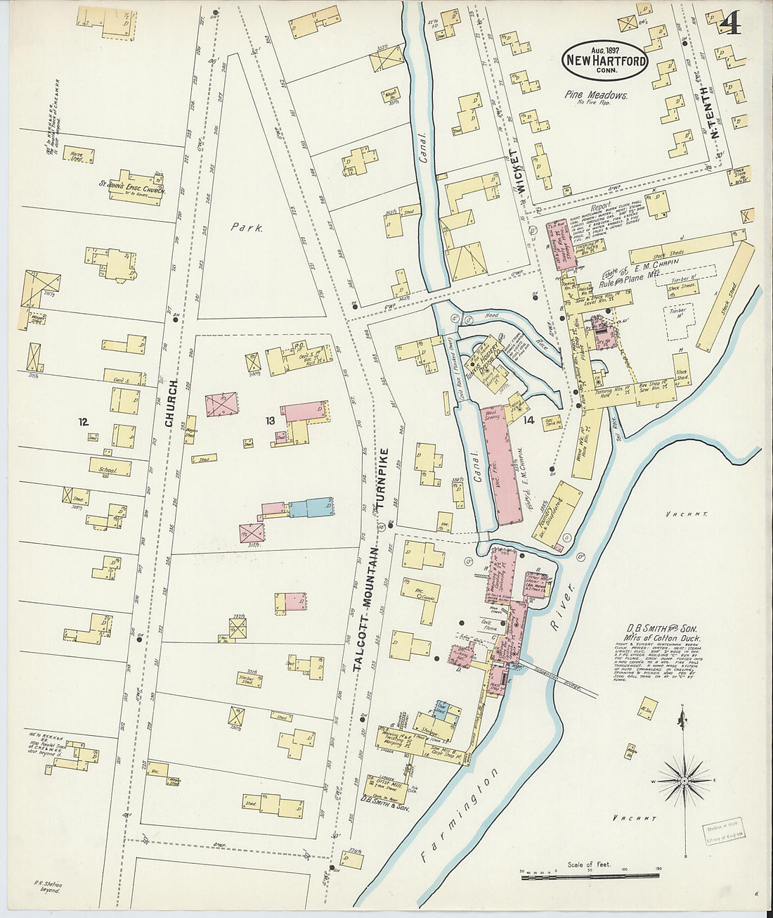 This old map of New Hartford, Litchfield County, Connecticut was created by Sanborn Map Company in 1897