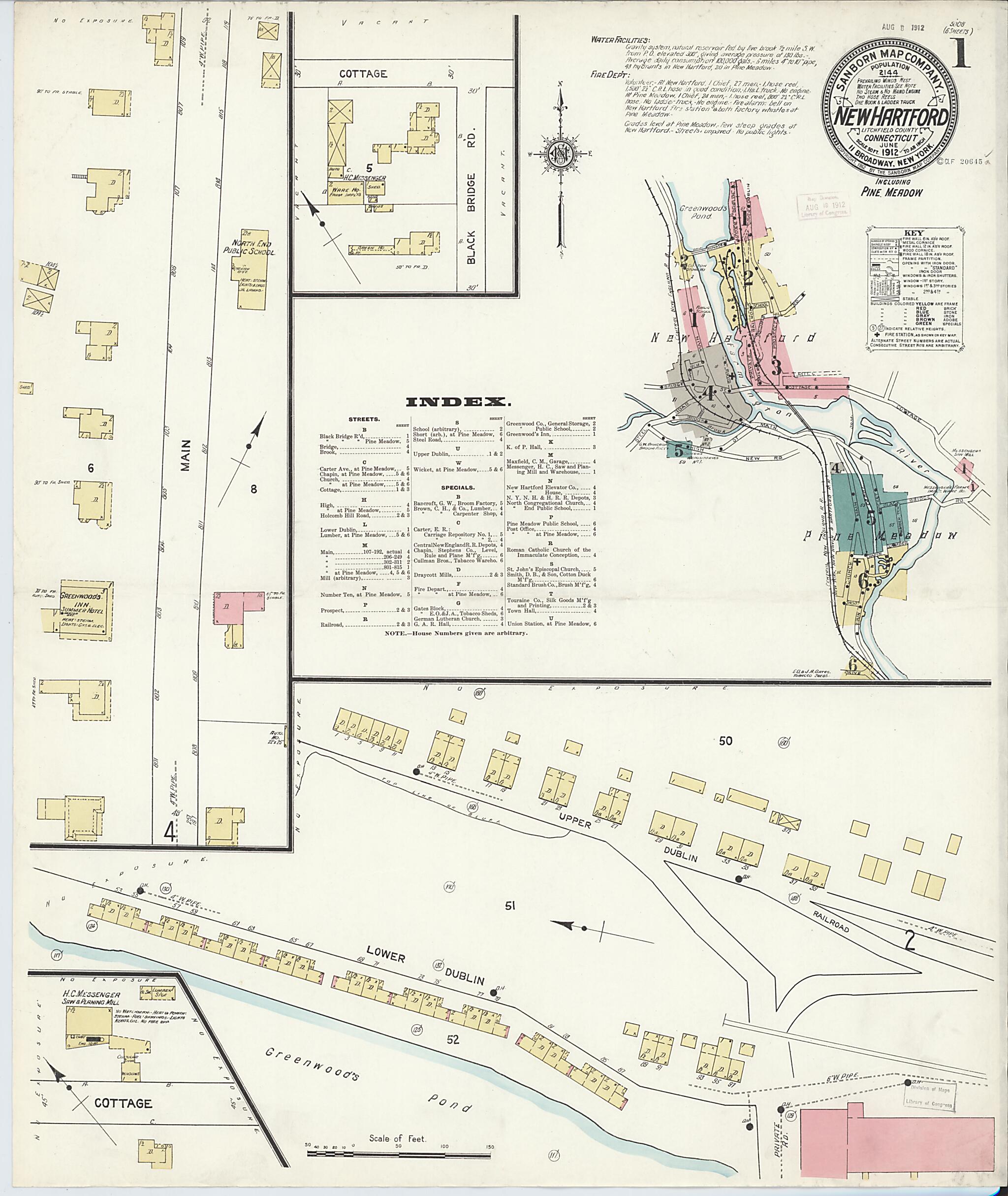 This old map of Pine Meadow, Litchfield County, Connecticut was created by Sanborn Map Company in 1912