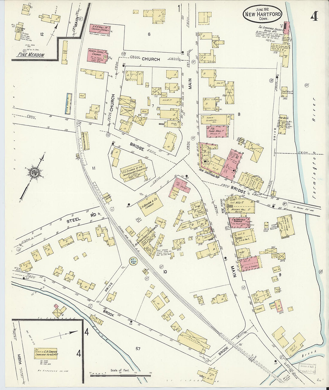 This old map of Pine Meadow, Litchfield County, Connecticut was created by Sanborn Map Company in 1912