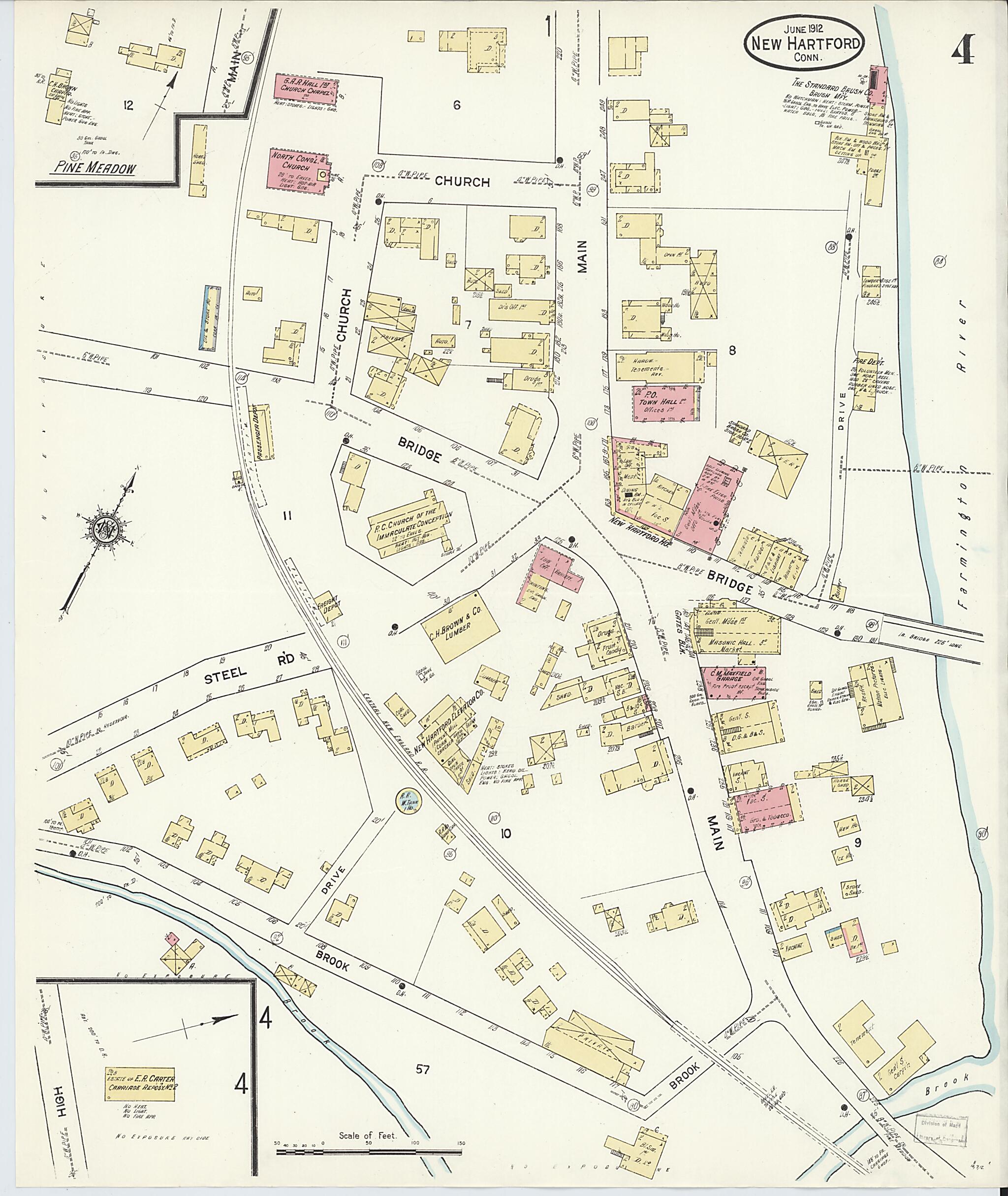 This old map of Pine Meadow, Litchfield County, Connecticut was created by Sanborn Map Company in 1912