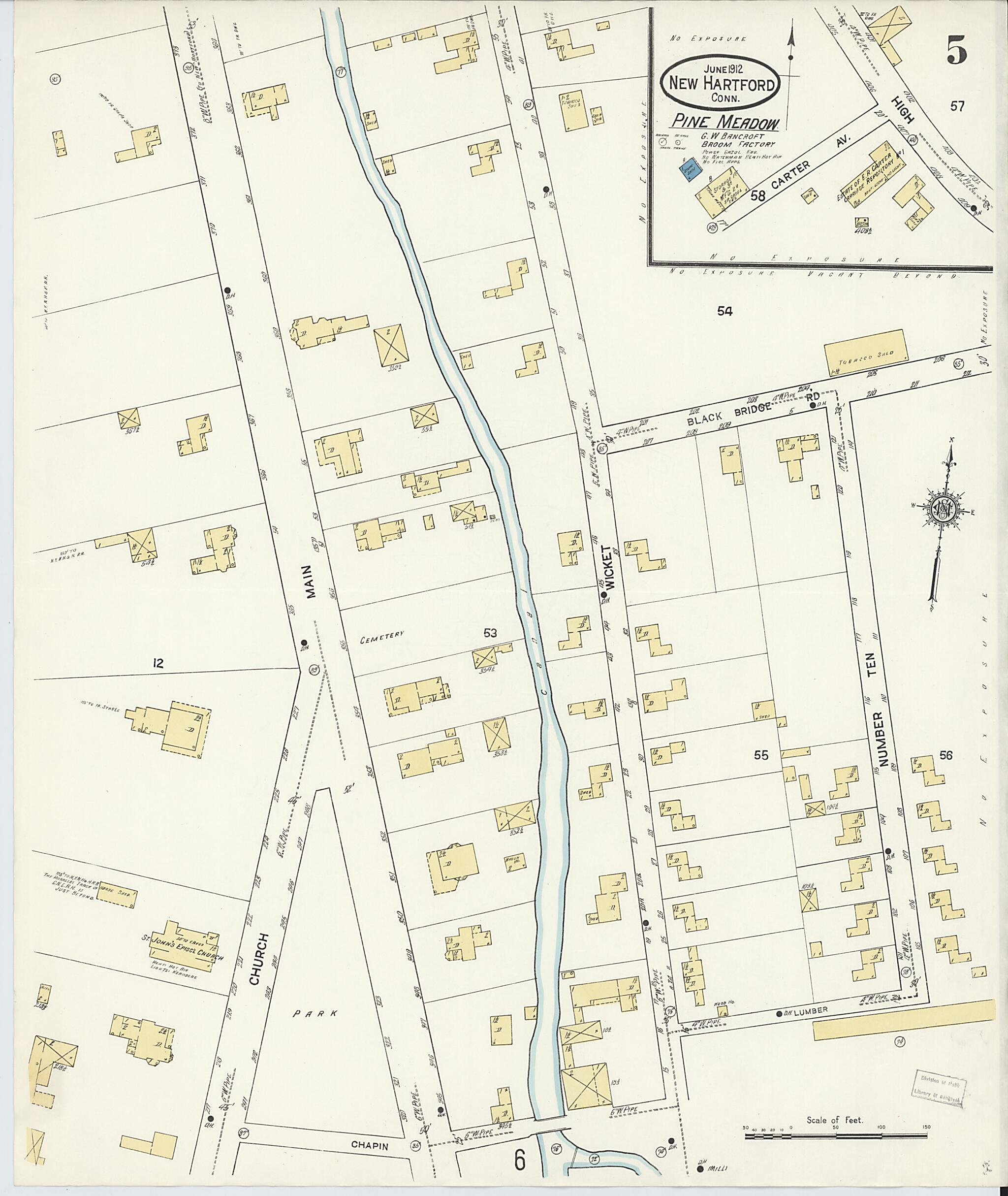 This old map of Pine Meadow, Litchfield County, Connecticut was created by Sanborn Map Company in 1912