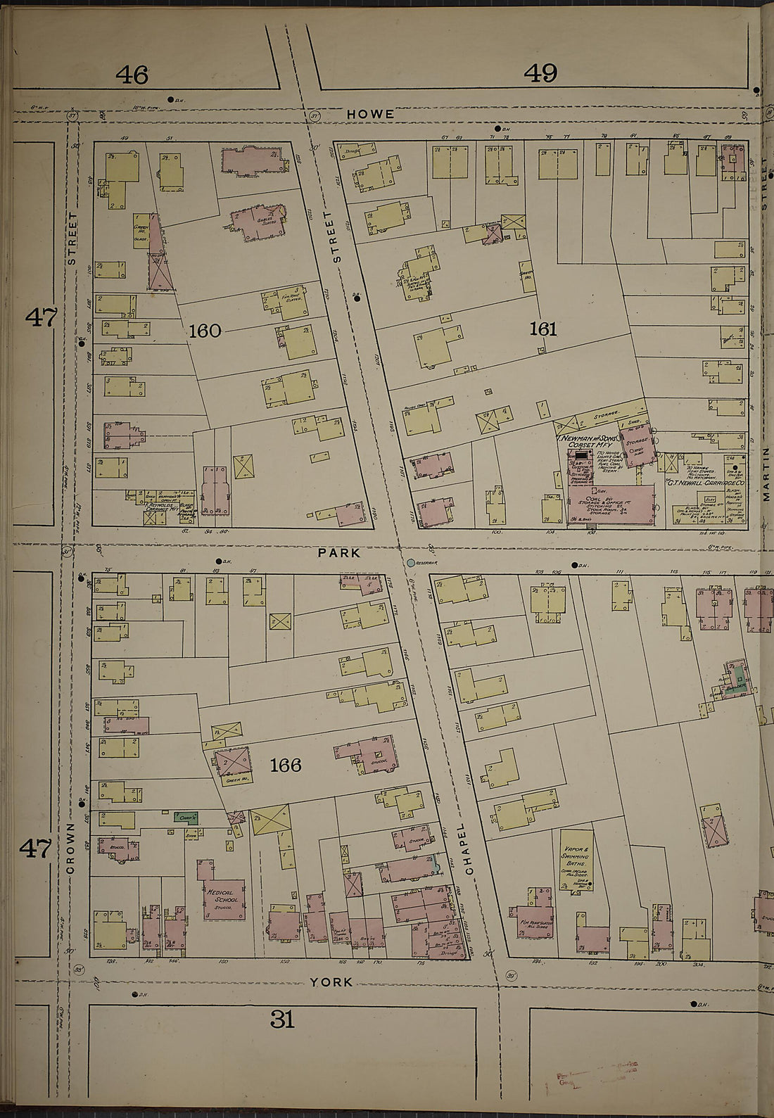This old map of New Haven, New Haven County, Connecticut was created by Sanborn Map Company in 1886