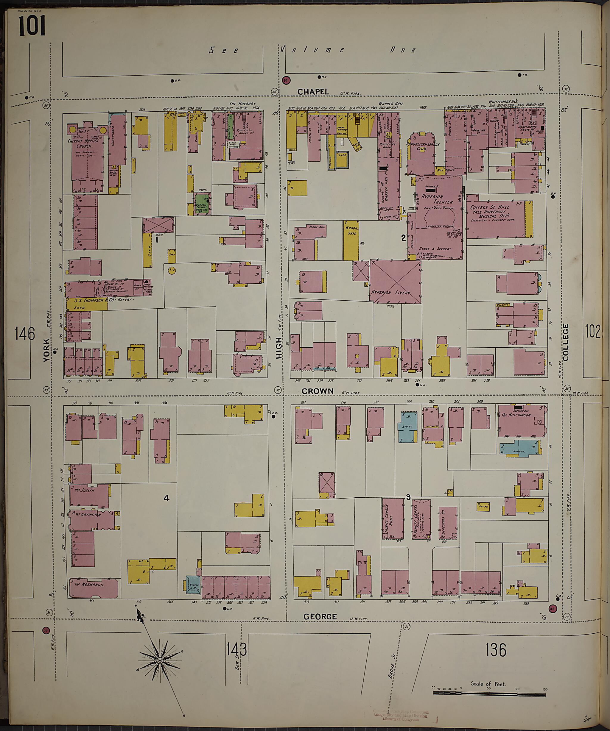 This old map of New Haven, New Haven County, Connecticut was created by Sanborn Map Company in 1901