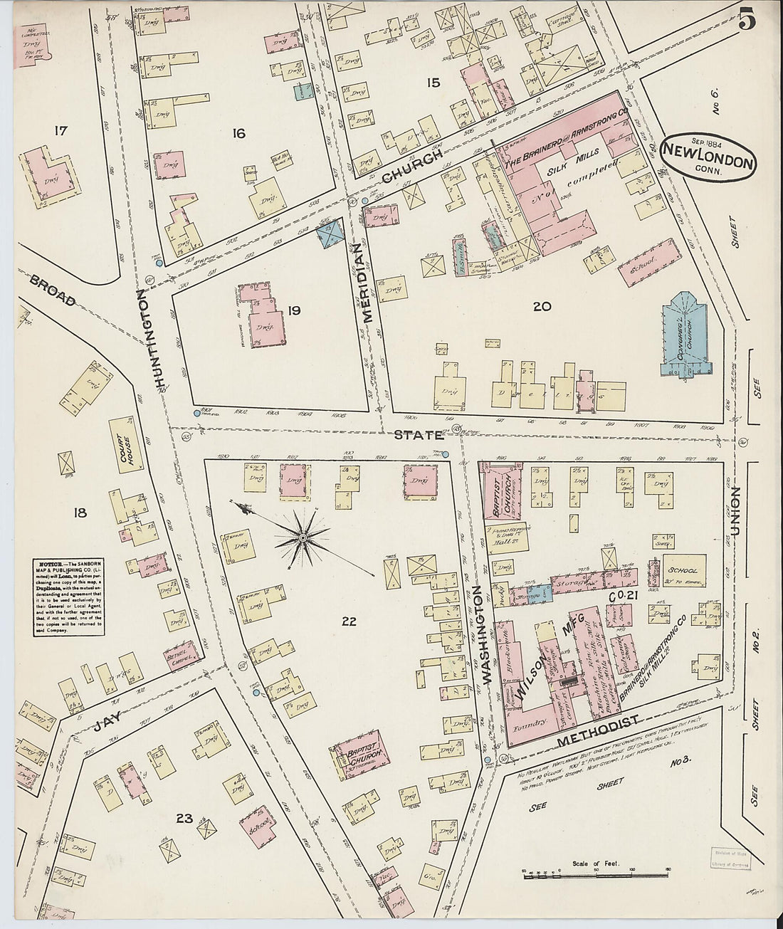 This old map of New London, New London County, Connecticut was created by Sanborn Map Company in 1884