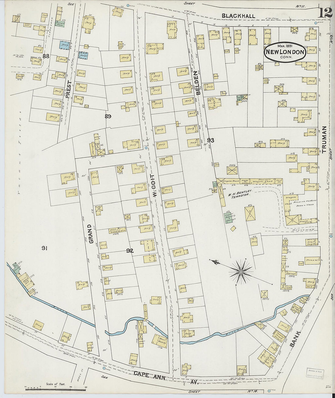 This old map of New London, New London County, Connecticut was created by Sanborn Map Company in 1891