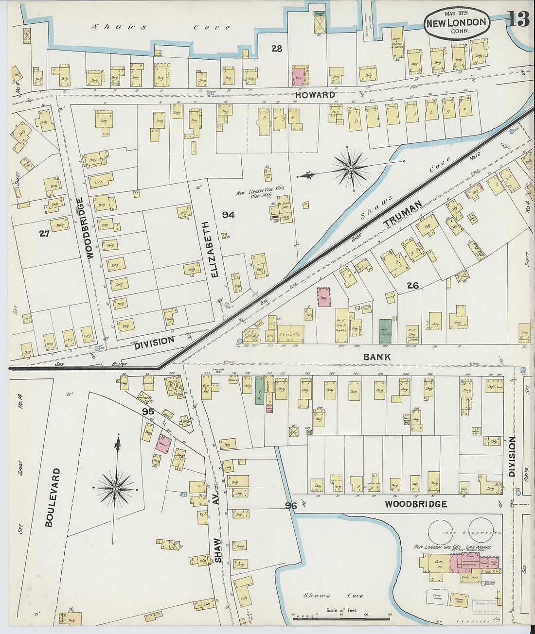 This old map of New London, New London County, Connecticut was created by Sanborn Map Company in 1891
