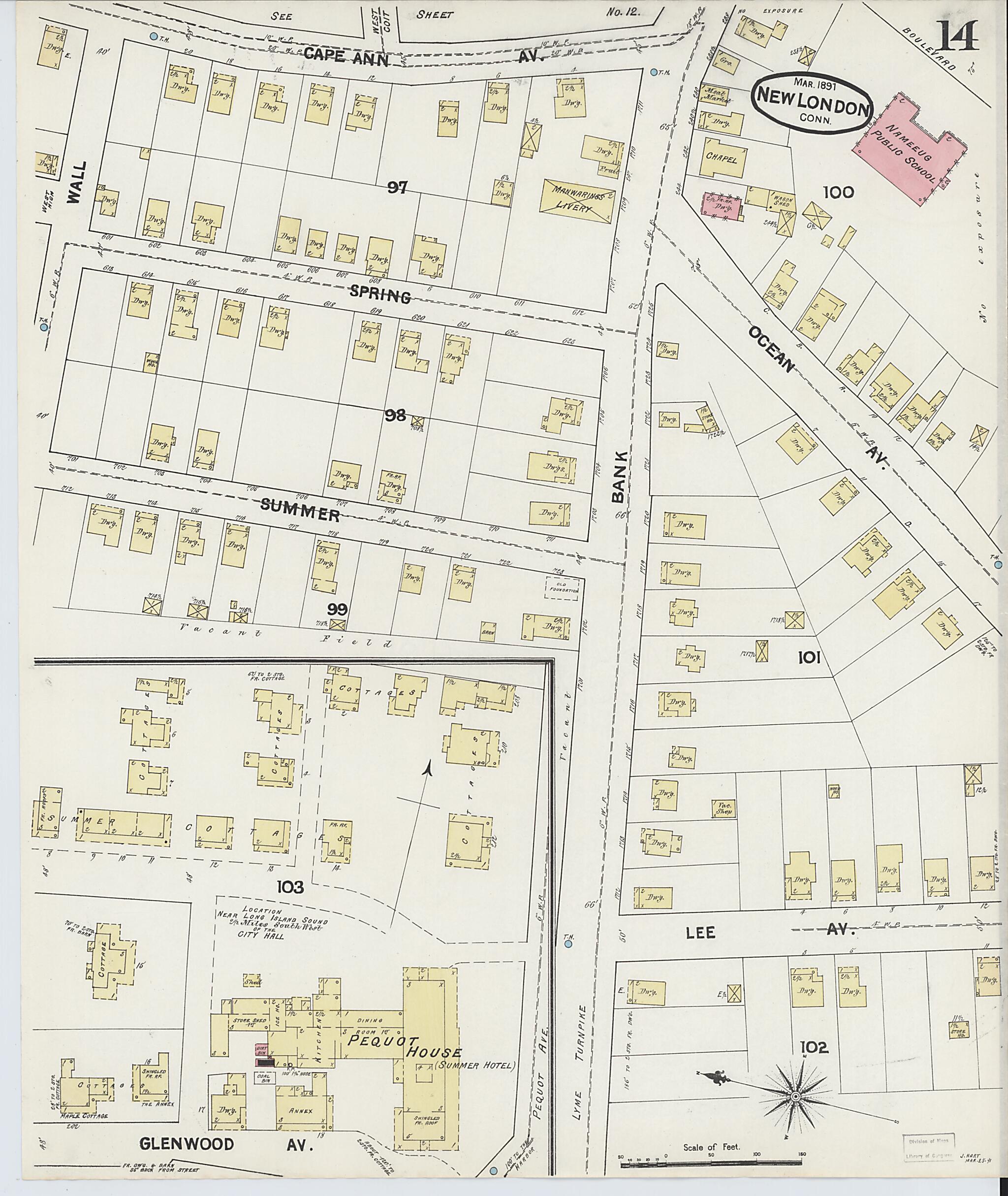 This old map of New London, New London County, Connecticut was created by Sanborn Map Company in 1891