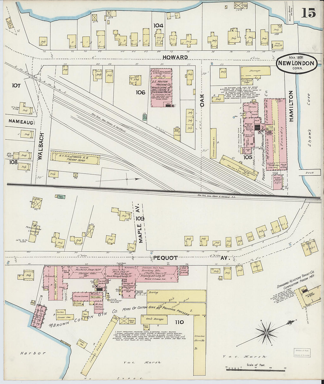 This old map of New London, New London County, Connecticut was created by Sanborn Map Company in 1891