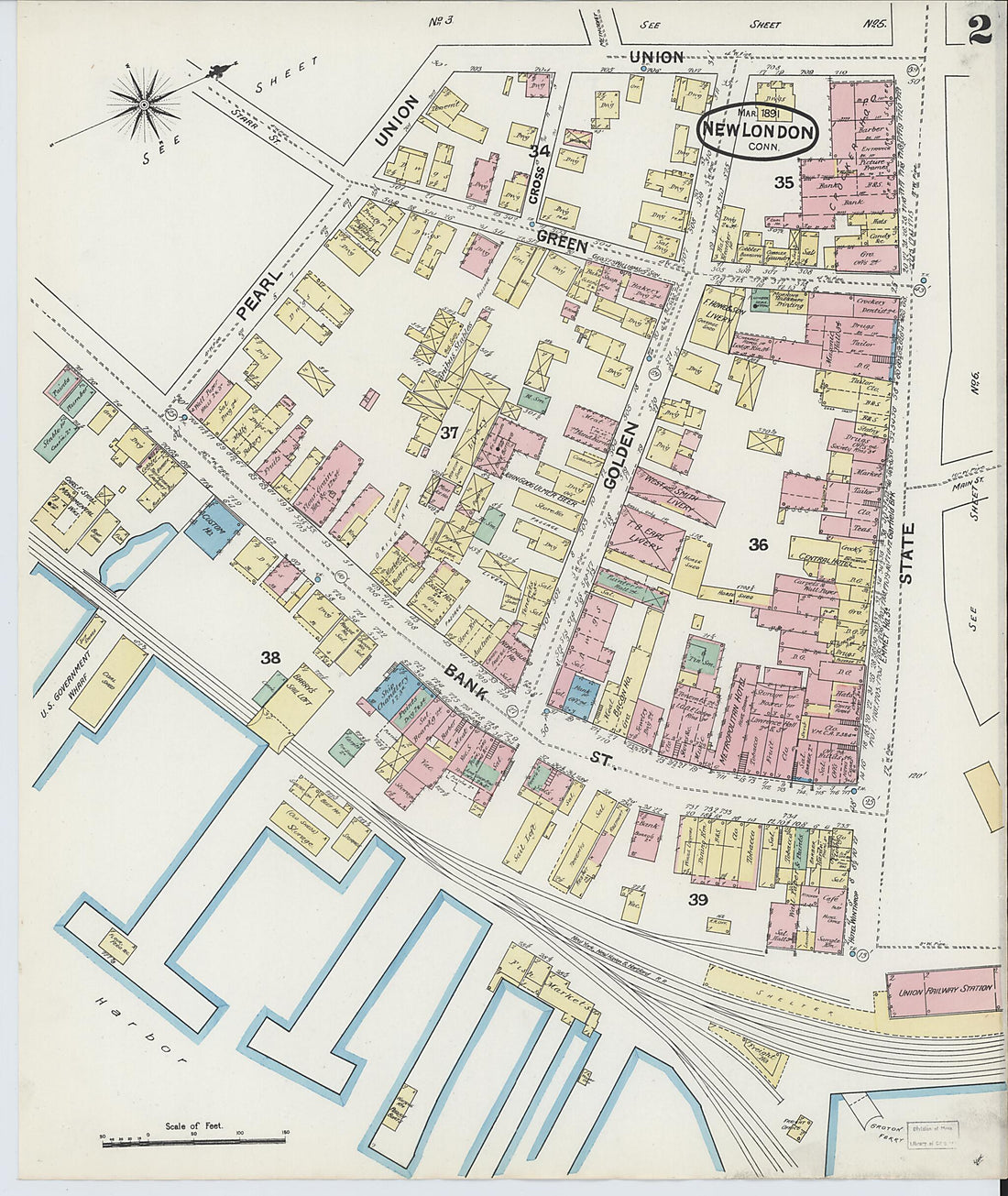 This old map of New London, New London County, Connecticut was created by Sanborn Map Company in 1891