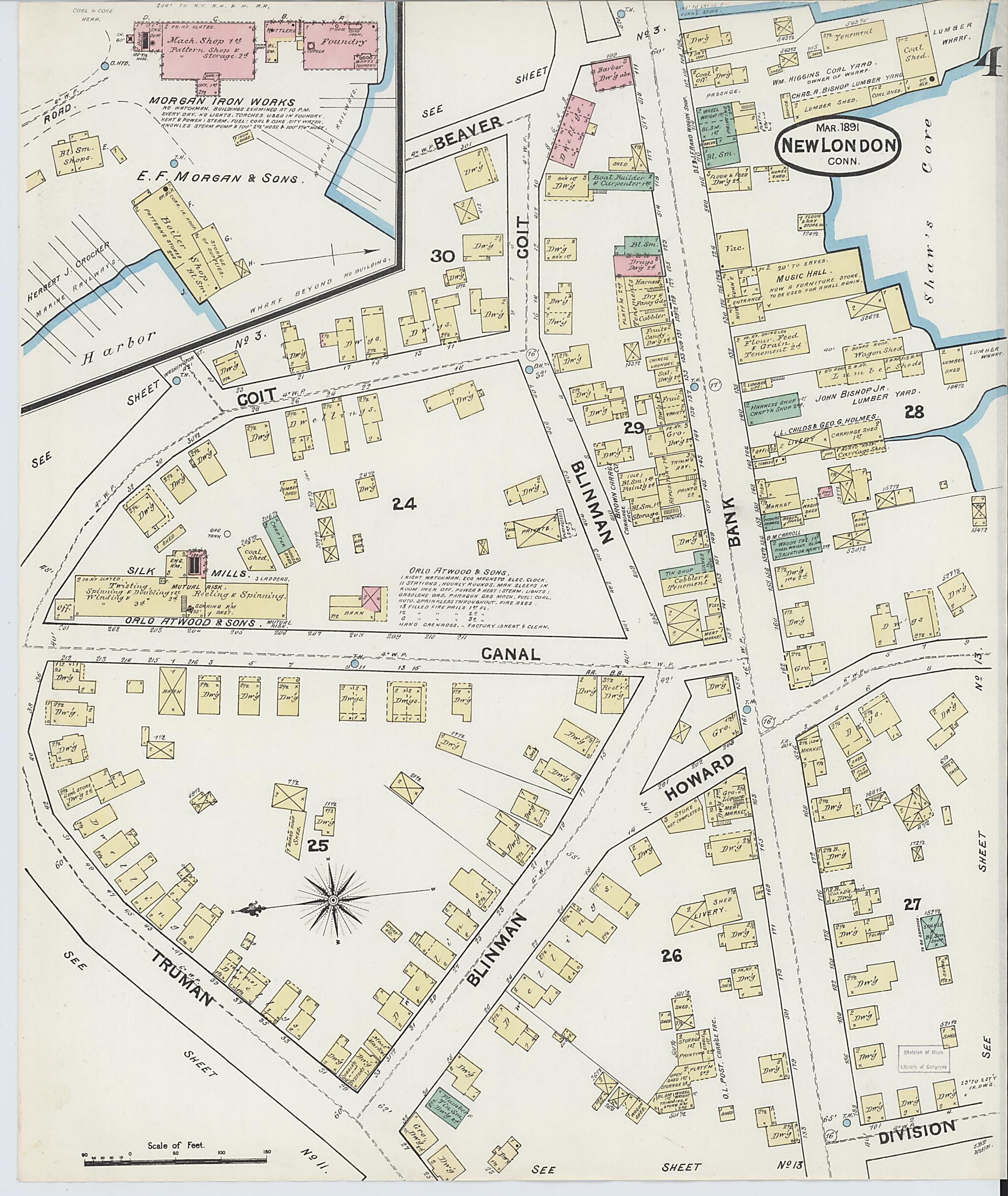 This old map of New London, New London County, Connecticut was created by Sanborn Map Company in 1891