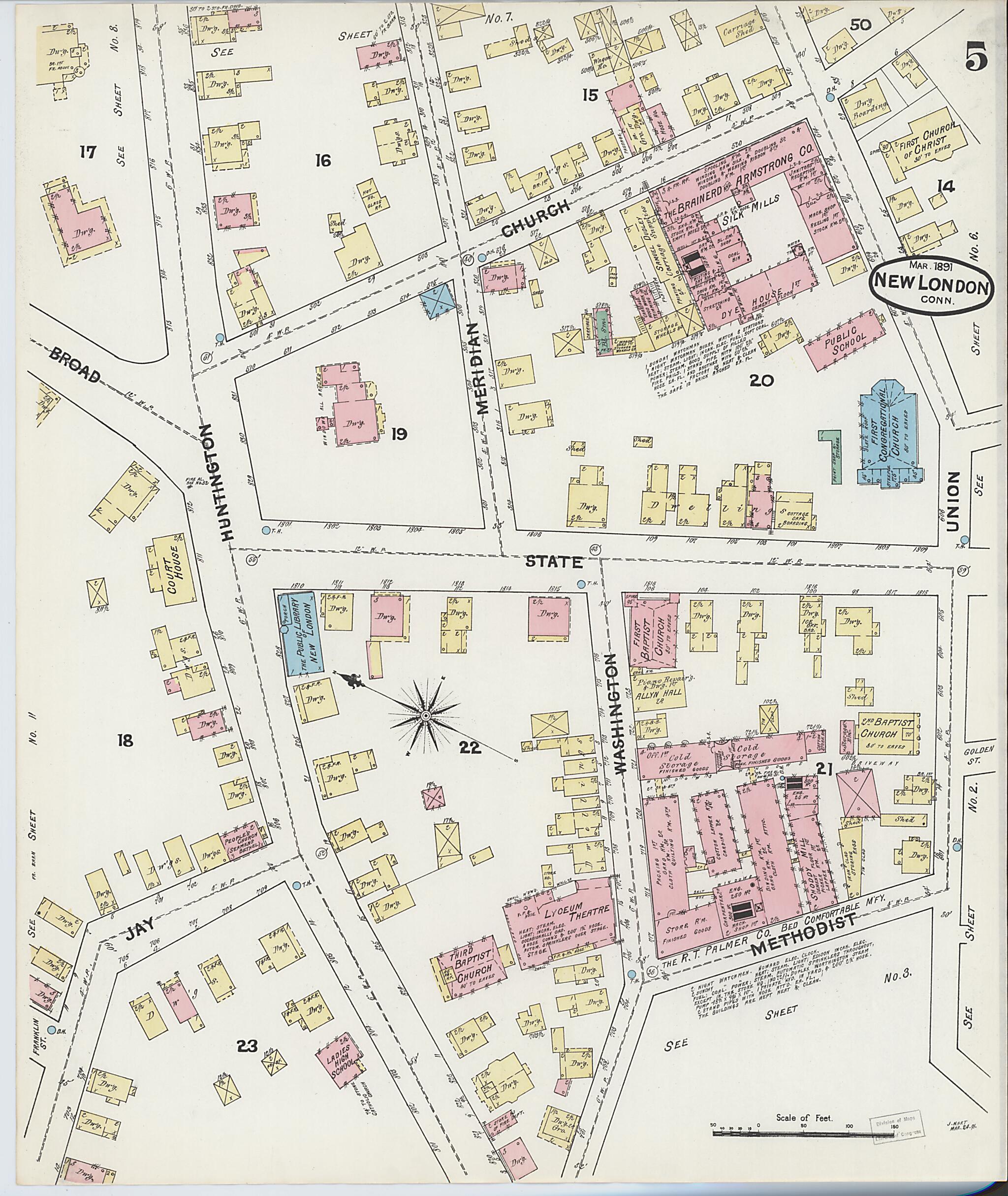 This old map of New London, New London County, Connecticut was created by Sanborn Map Company in 1891