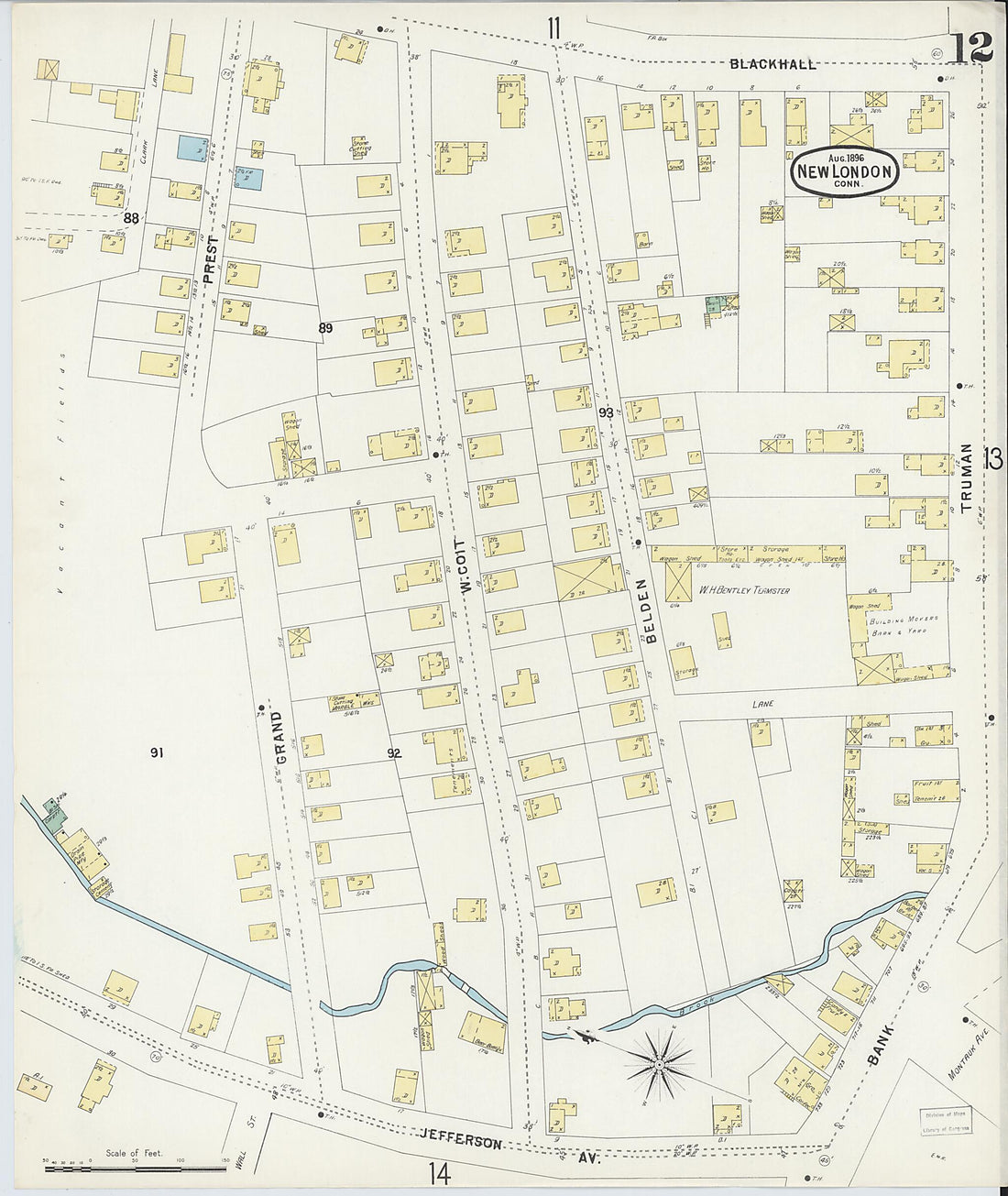 This old map of New London, New London County, Connecticut was created by Sanborn Map Company in 1896