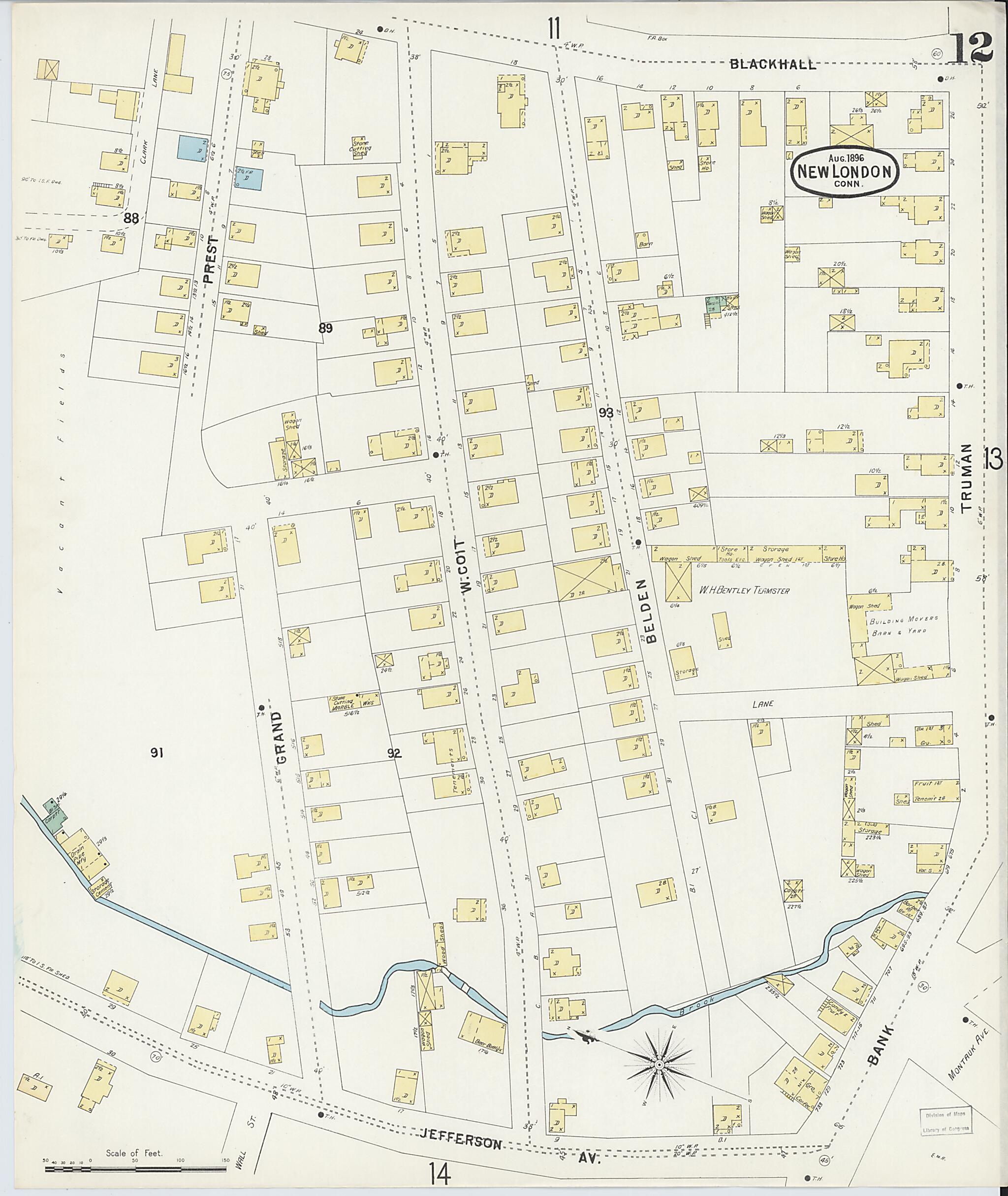 This old map of New London, New London County, Connecticut was created by Sanborn Map Company in 1896