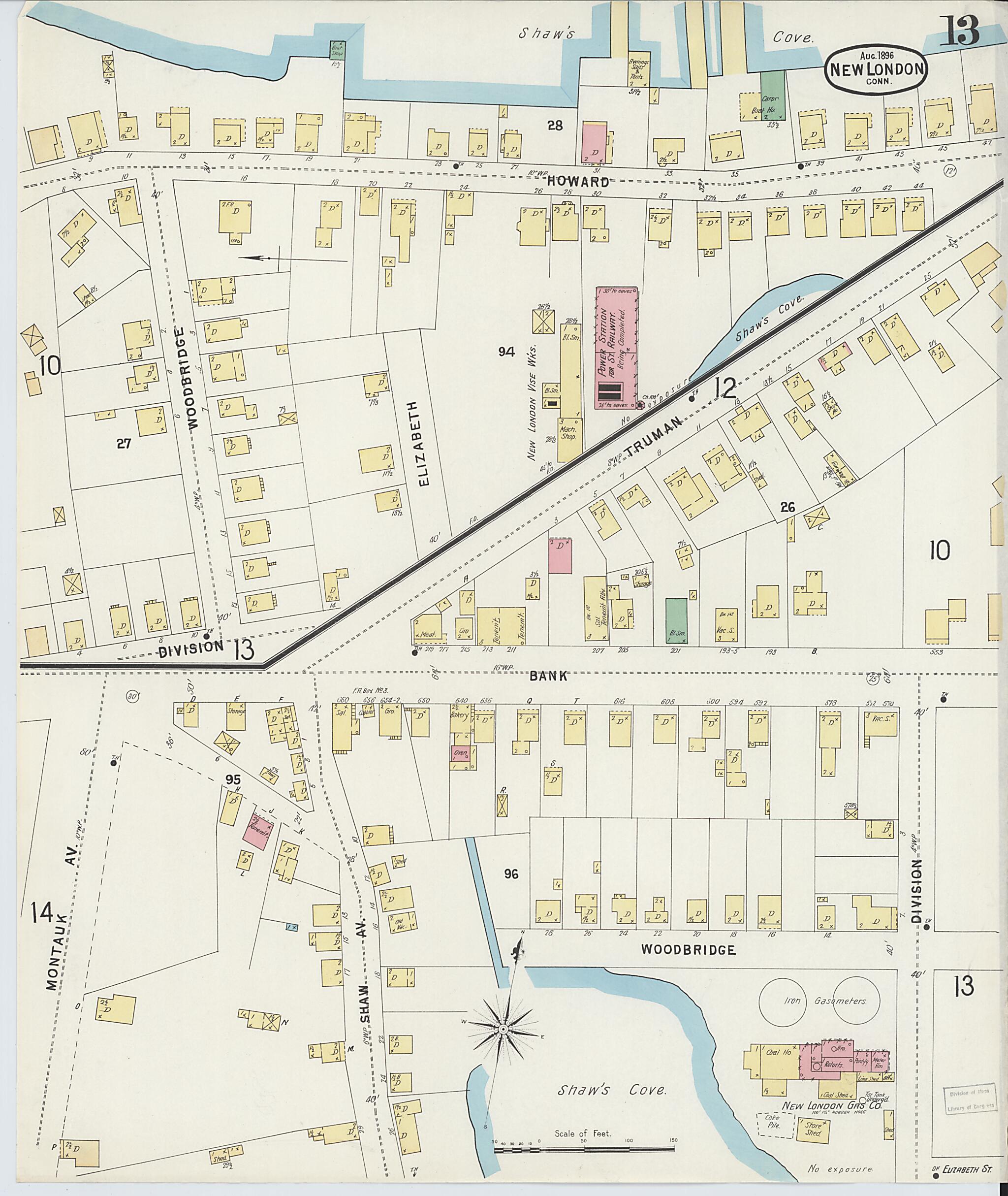 This old map of New London, New London County, Connecticut was created by Sanborn Map Company in 1896